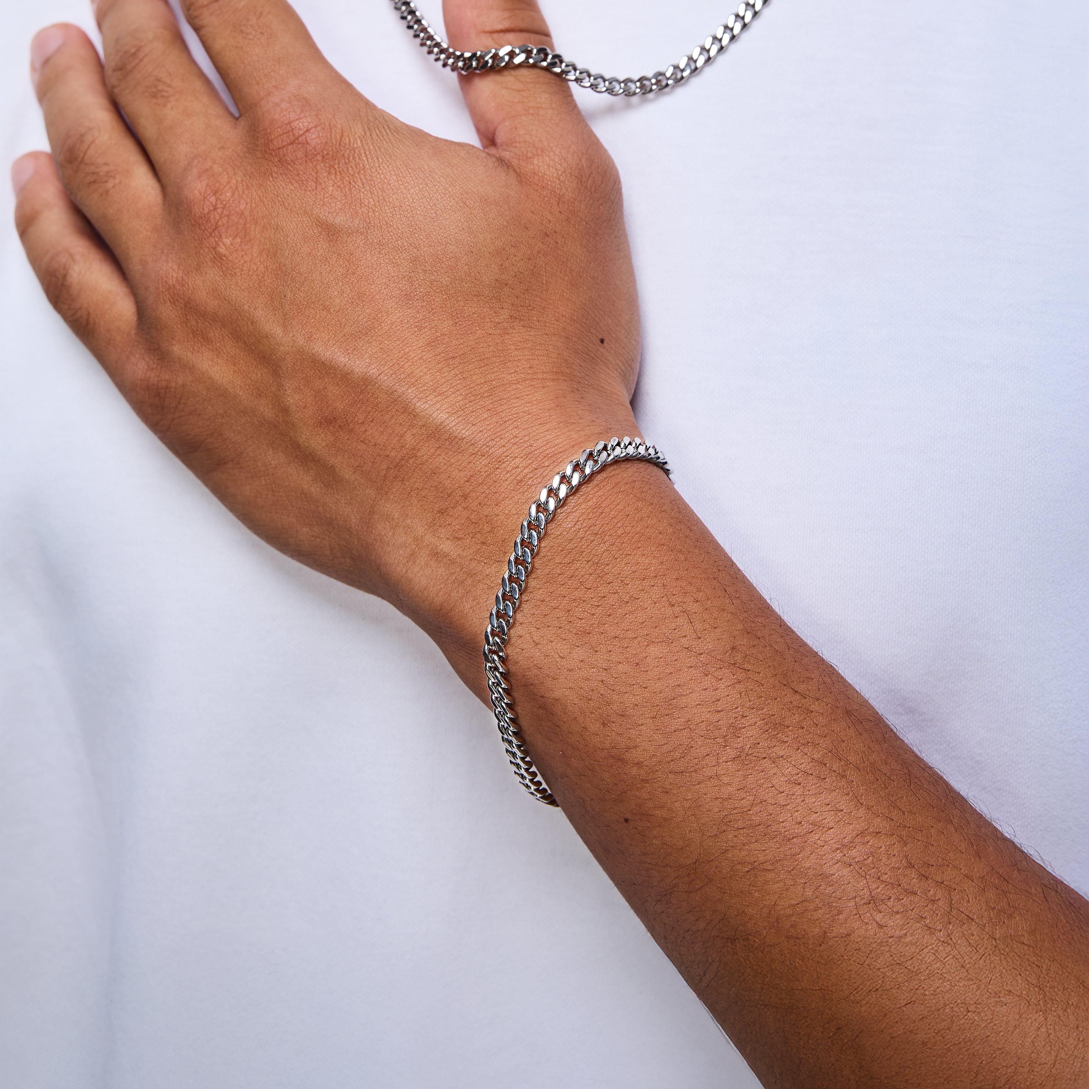 Bransoletka Curb Cuban Link 5mm Białe Złoto