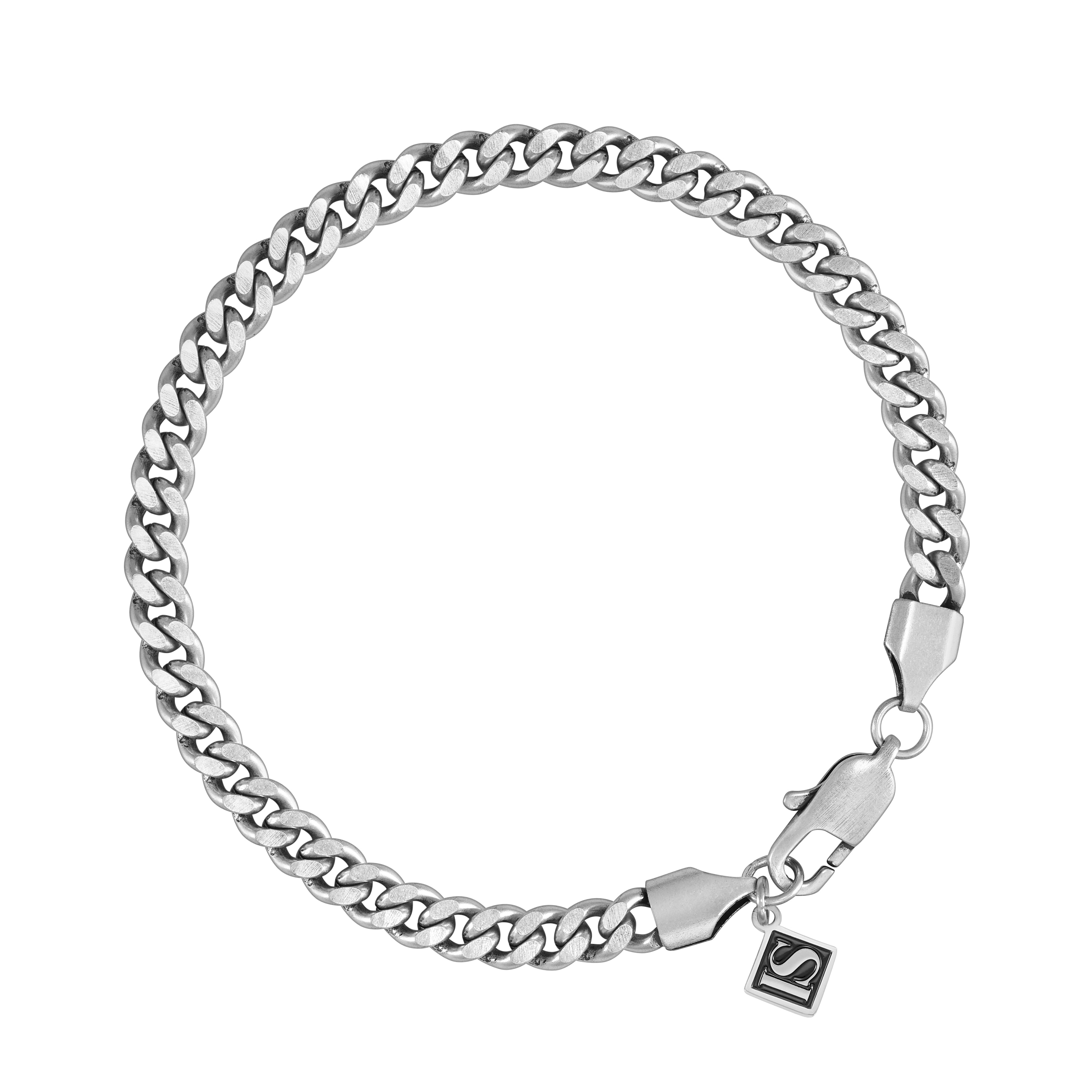 Bransoletka Curb Cuban Link 5mm Raw Białe Złoto