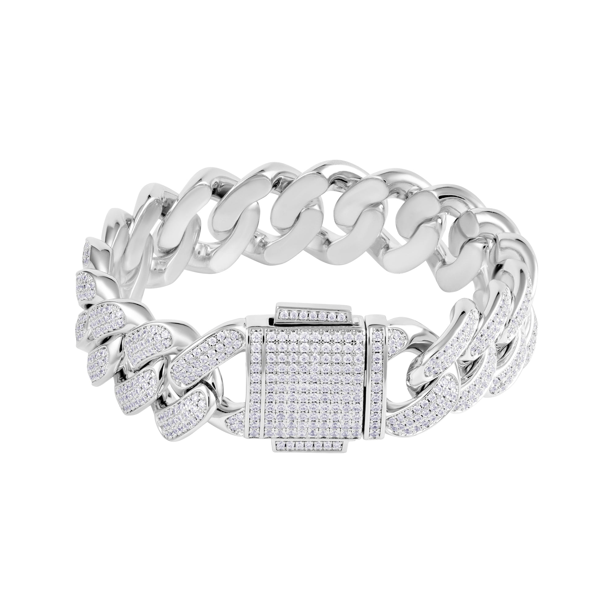Bransoletka Diamond Cuban Link 18mm Białe Złoto
