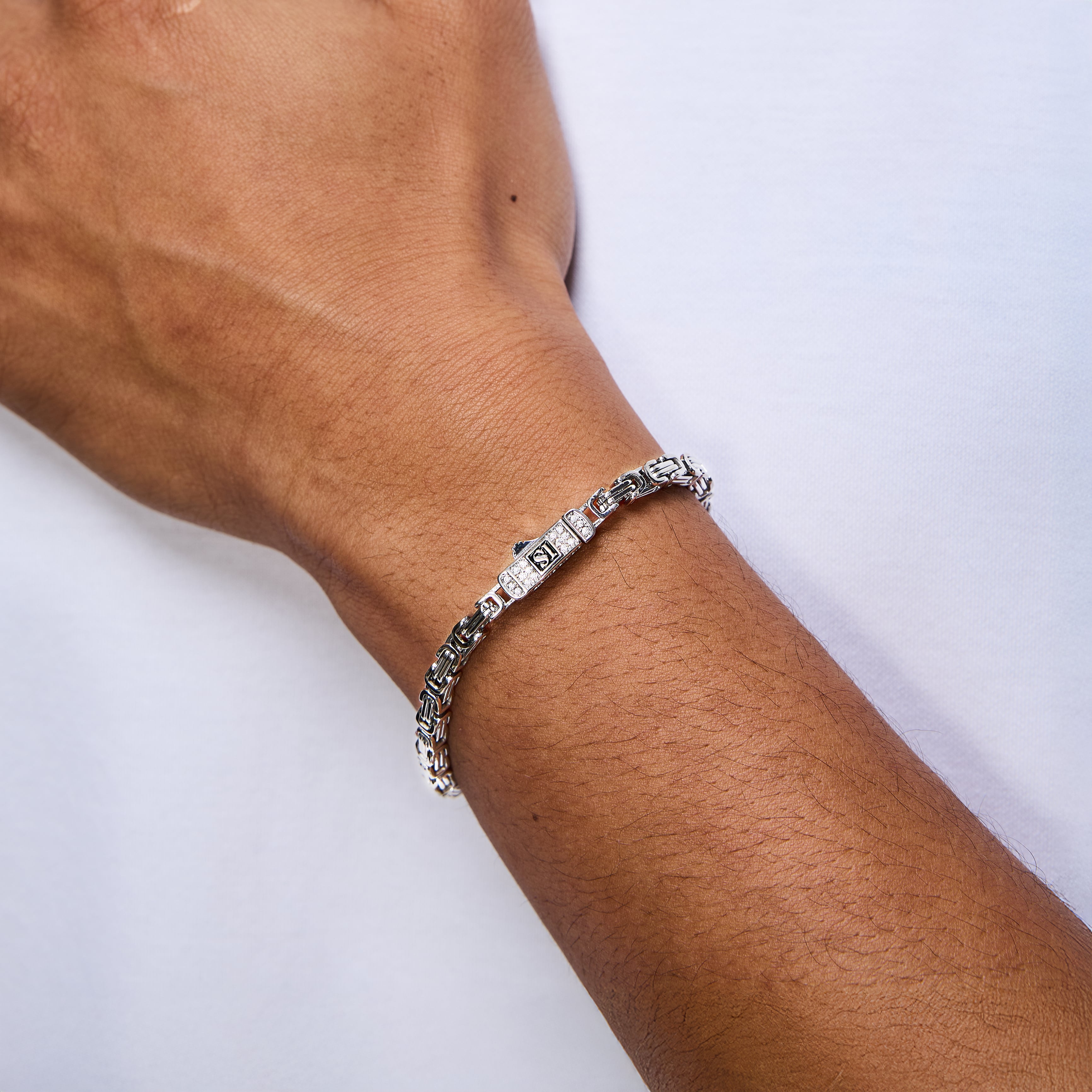 Bransoletka Królewska 4mm Diamond Clasp Białe Złoto