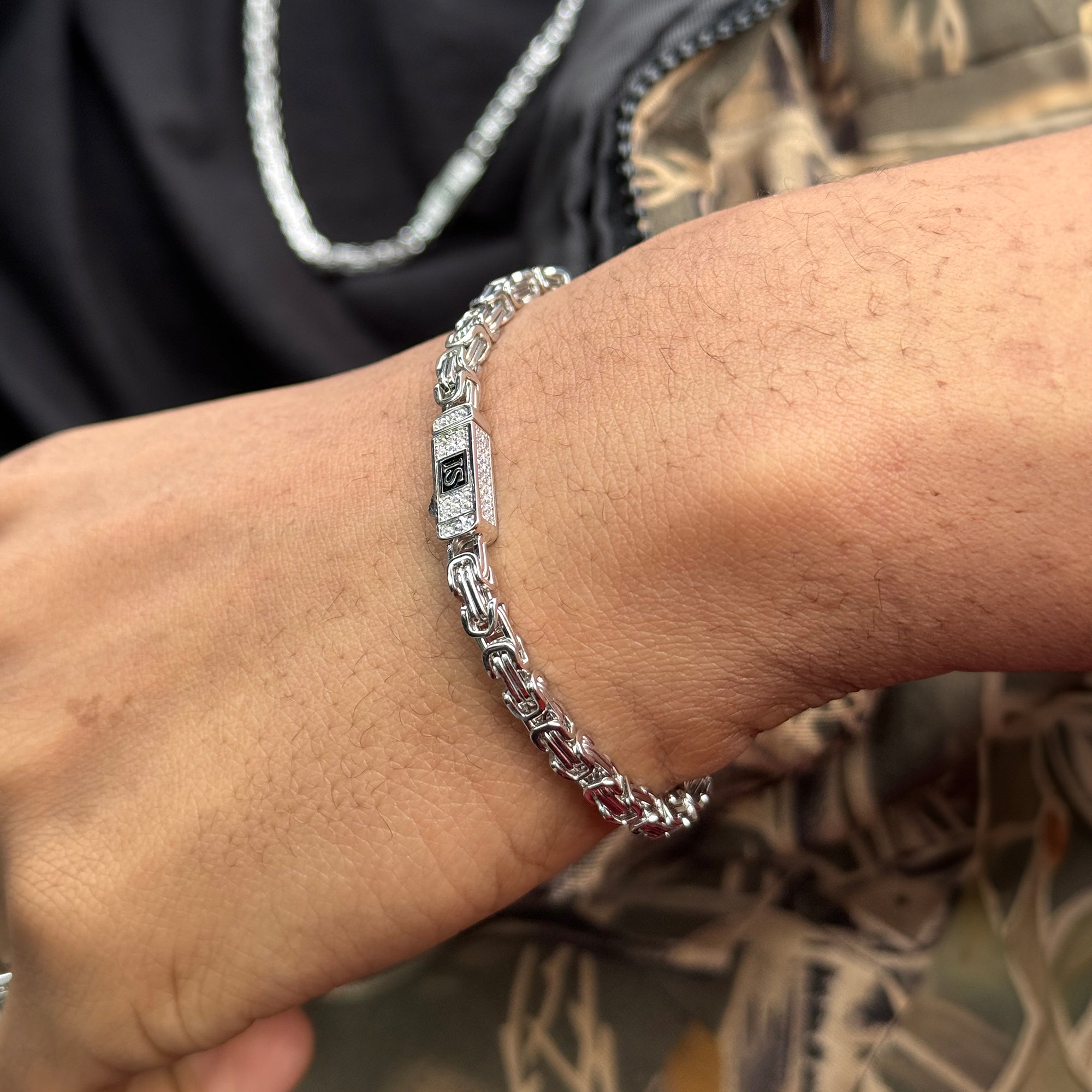 Bransoletka Królewska 4mm Diamond Clasp Białe Złoto