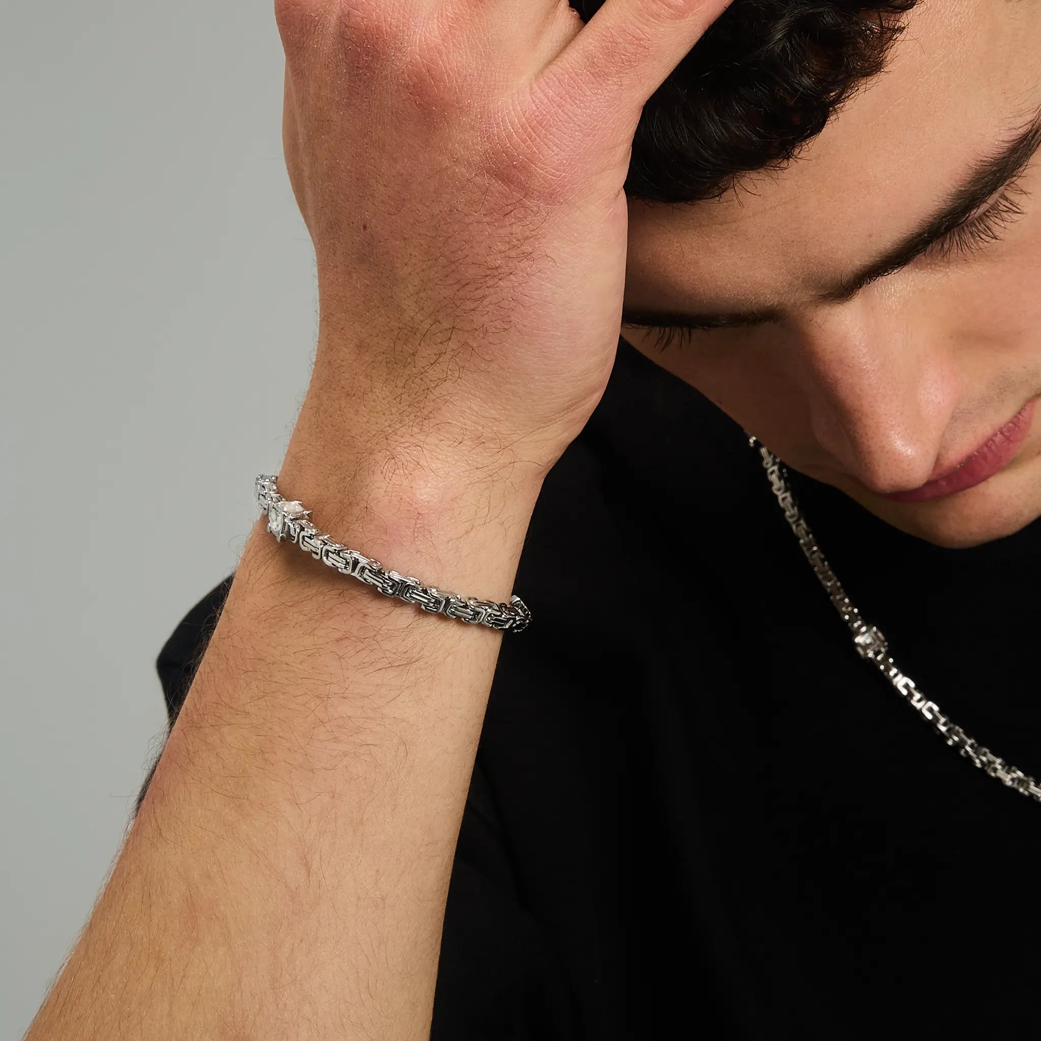 Bransoletka Królewska Diamond Cube 4mm Białe Złoto