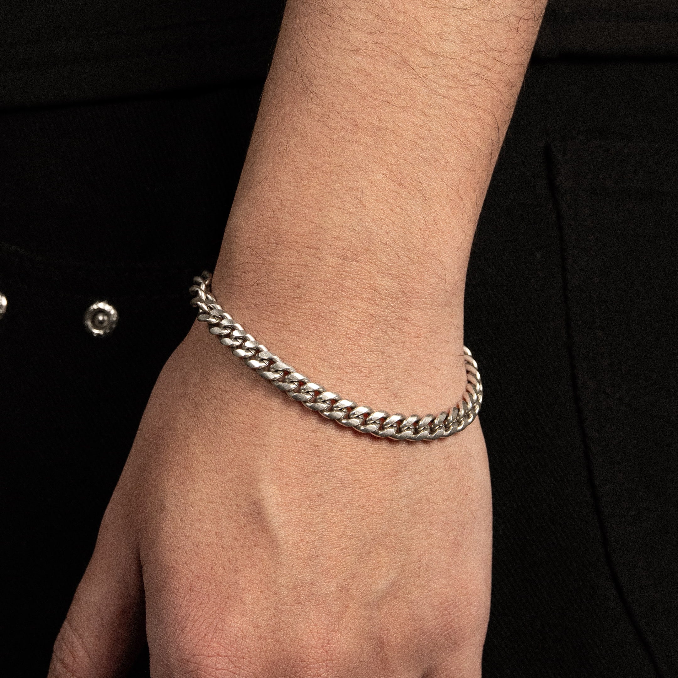 Bransoletka Miami Cuban Link 6mm Raw Białe Złoto