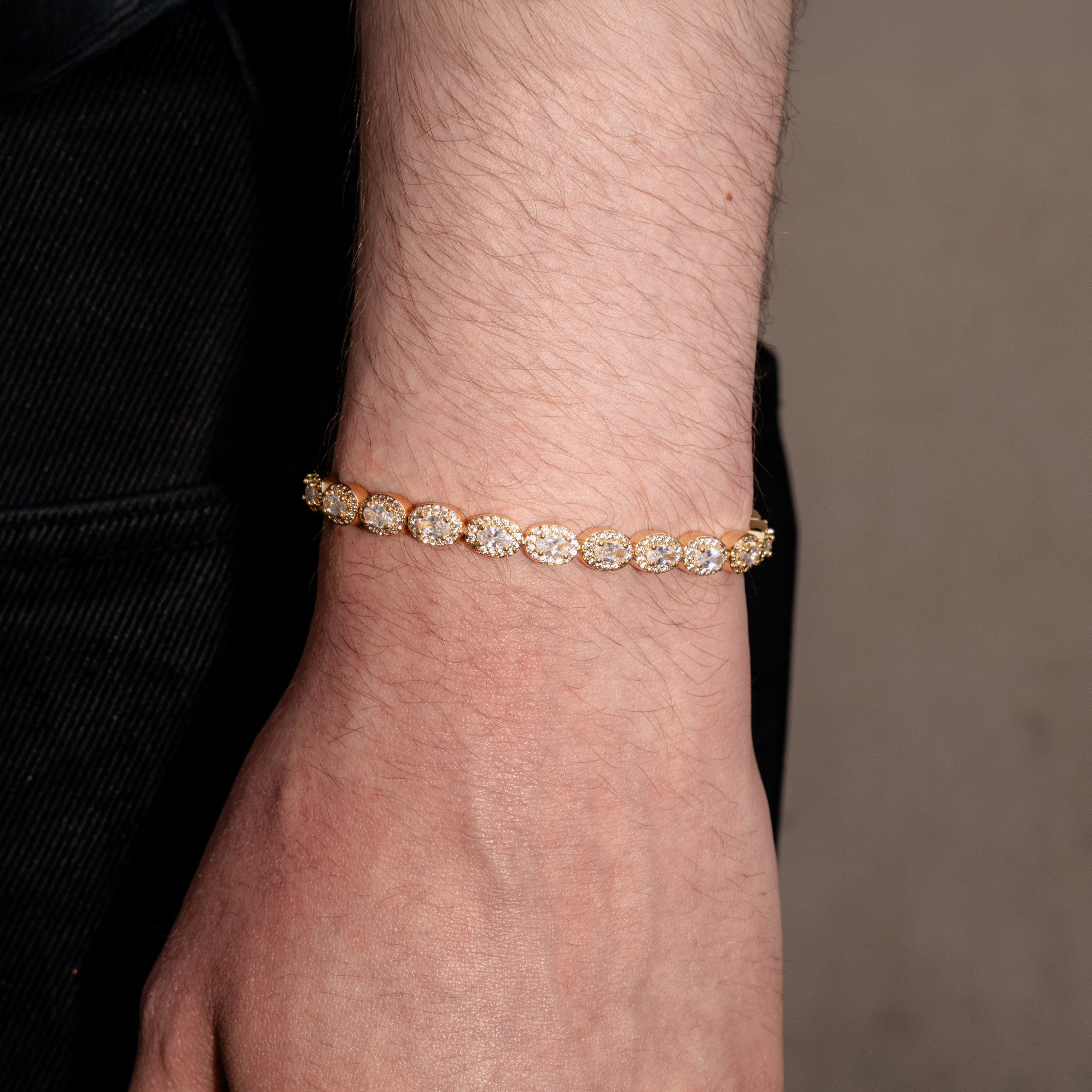 Bransoletka Oval Clustered Tennis 6mm Złoto