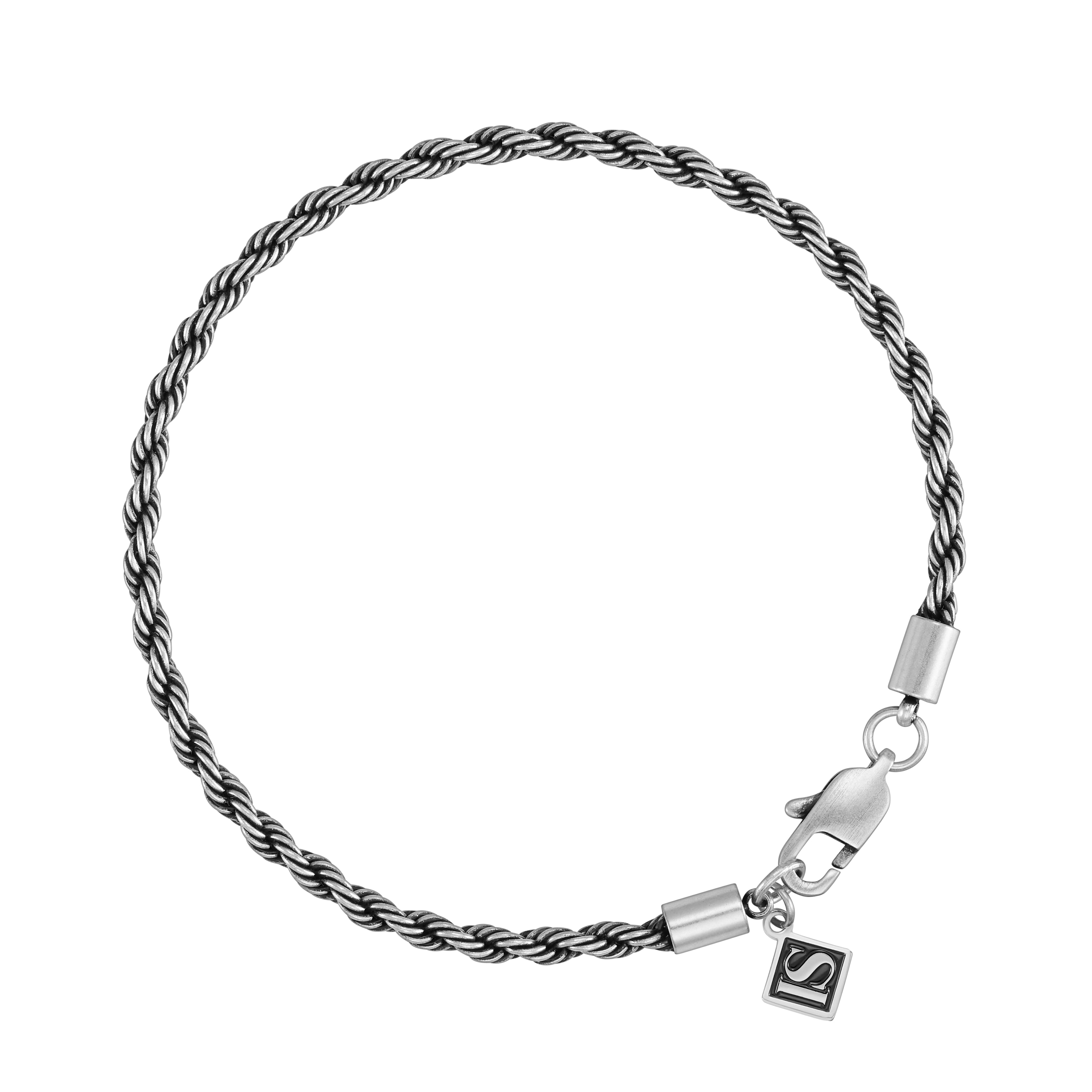 Bransoletka Rope 3mm Raw Białe Złoto