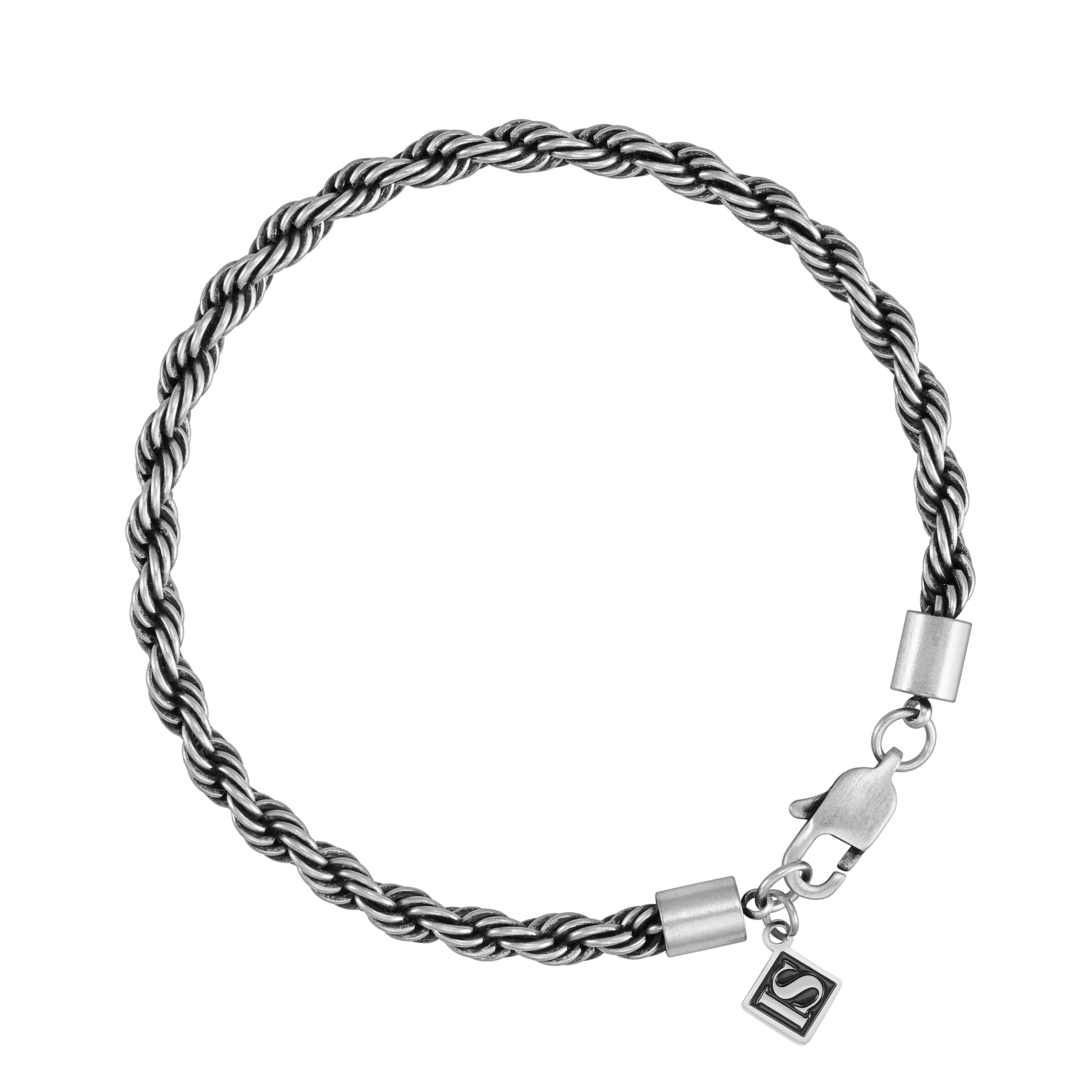 Bransoletka Rope 4mm Raw Białe Złoto