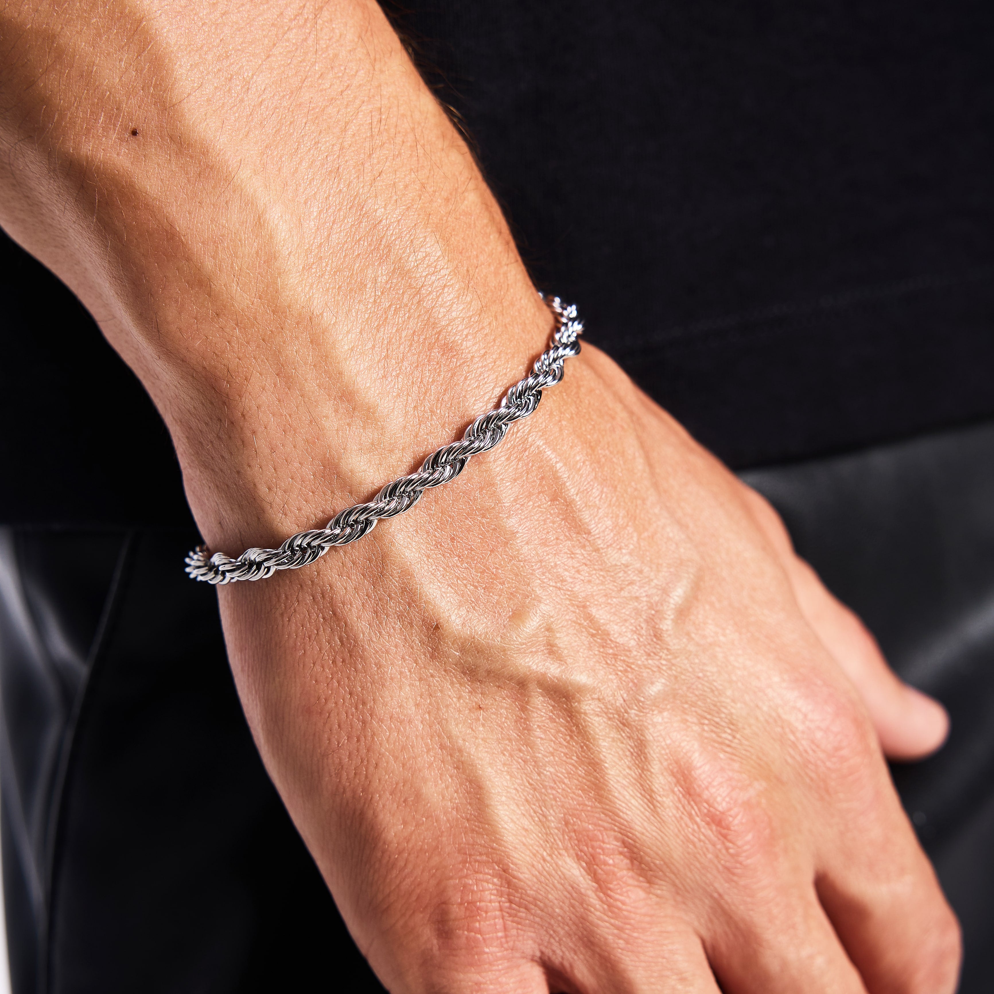 Bransoletka Rope 5mm Białe Złoto