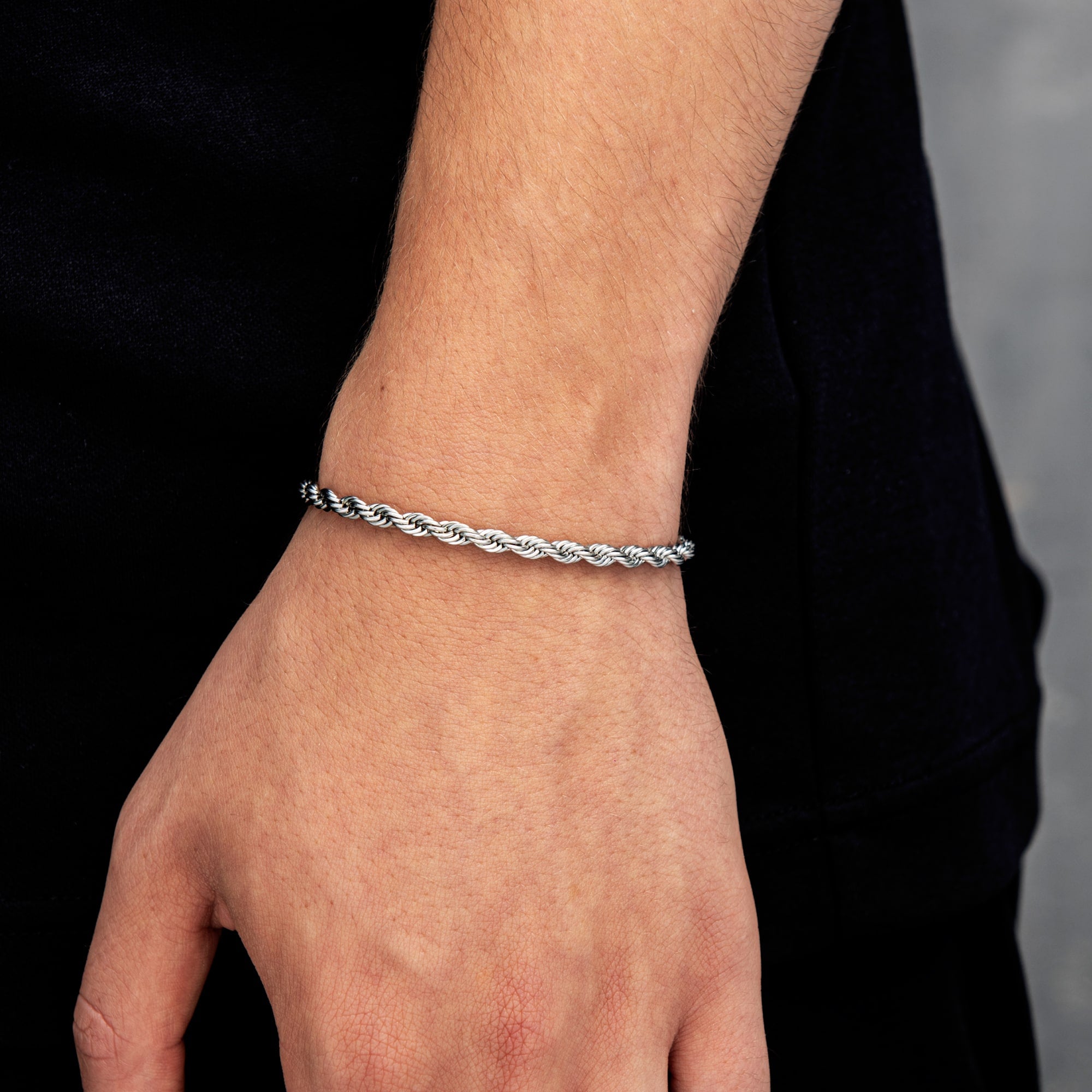 Bransoletka Rope 4mm Białe Złoto