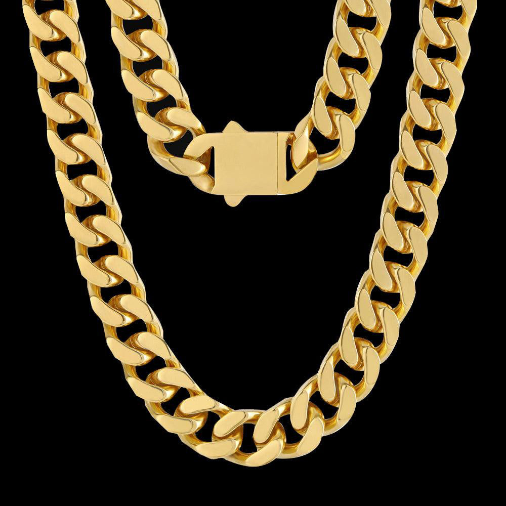 Łańcuch Curb Cuban Link 12mm Złoto