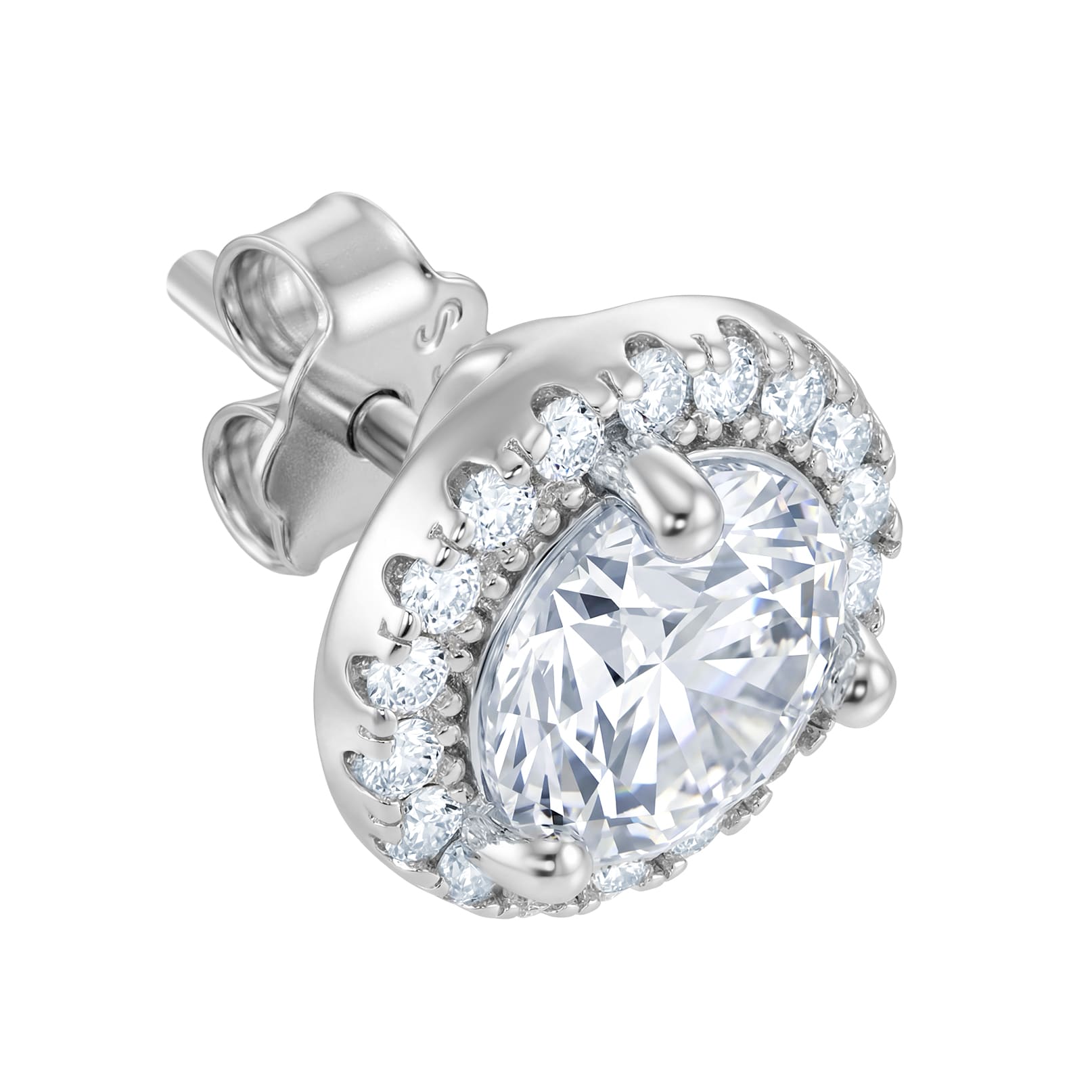 Kolczyki Big Diamond Halo Stud S925