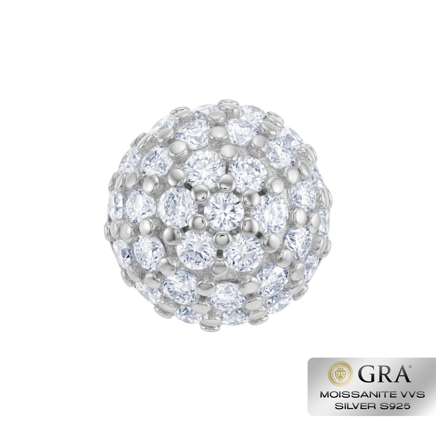 Kolczyki Diamond Half Ball Stud Moissanit VVS S925 Białe Złoto