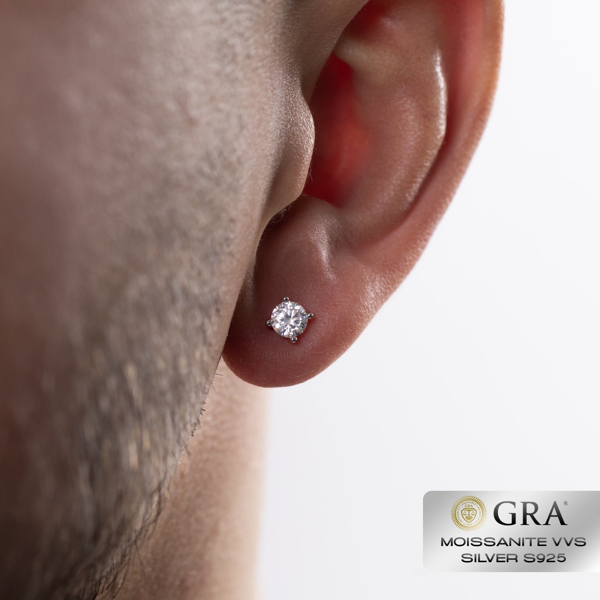 Kolczyki Diamond Stud 1ct Moissanit VVS S925 Białe Złoto