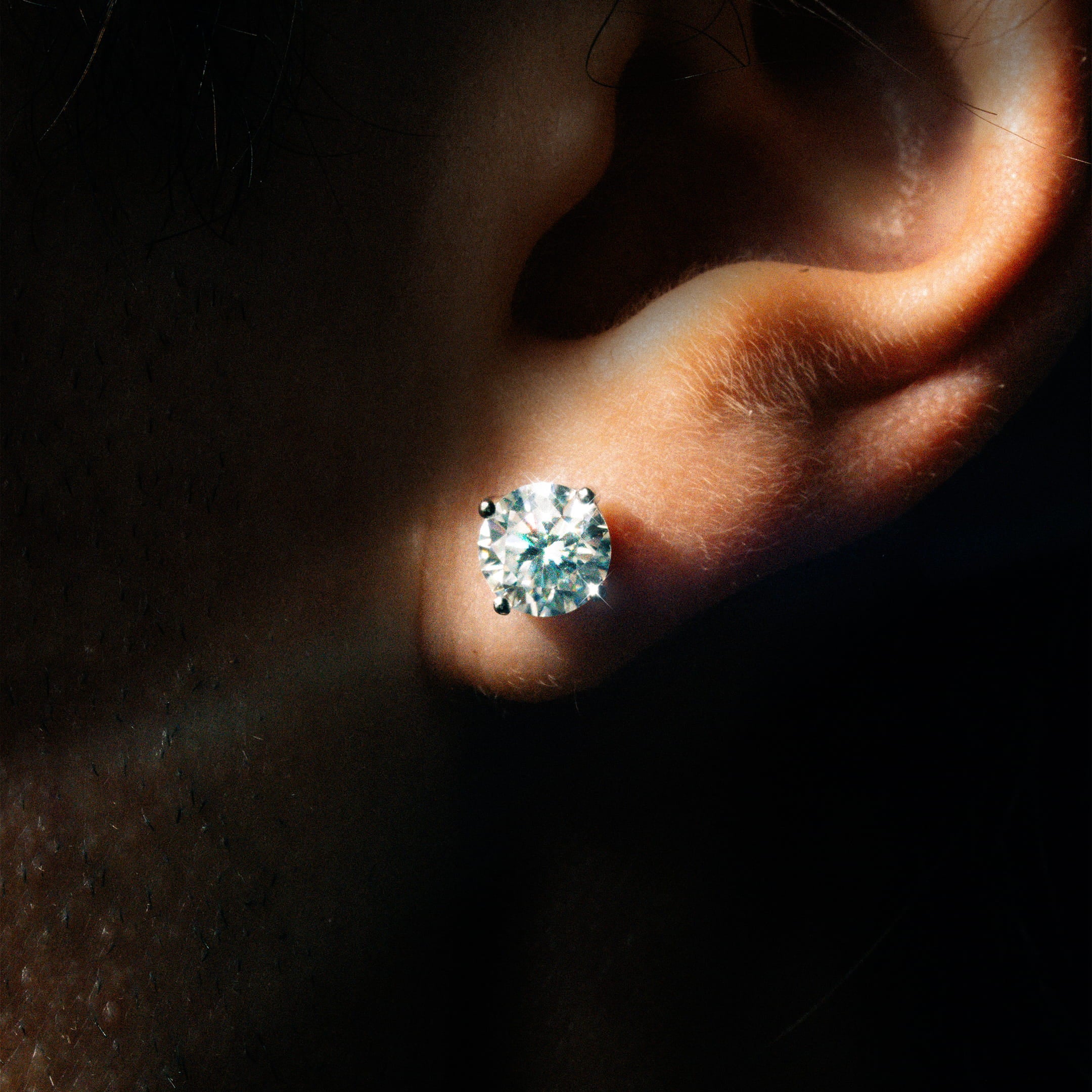 Kolczyki Diamond Stud 2ct Moissanit VVS S925 Białe Złoto