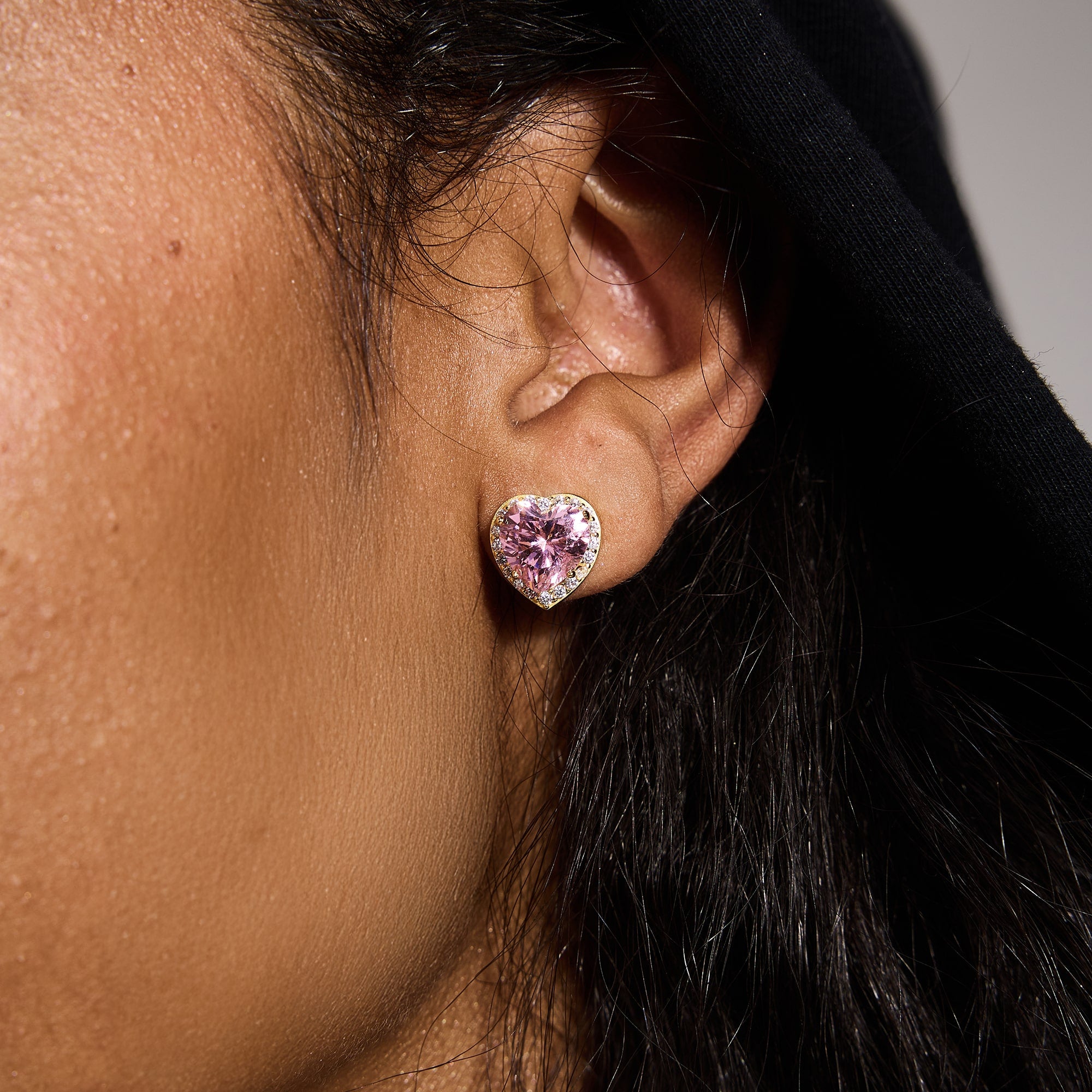 Kolczyki Heart Gem Pink Złoto S925