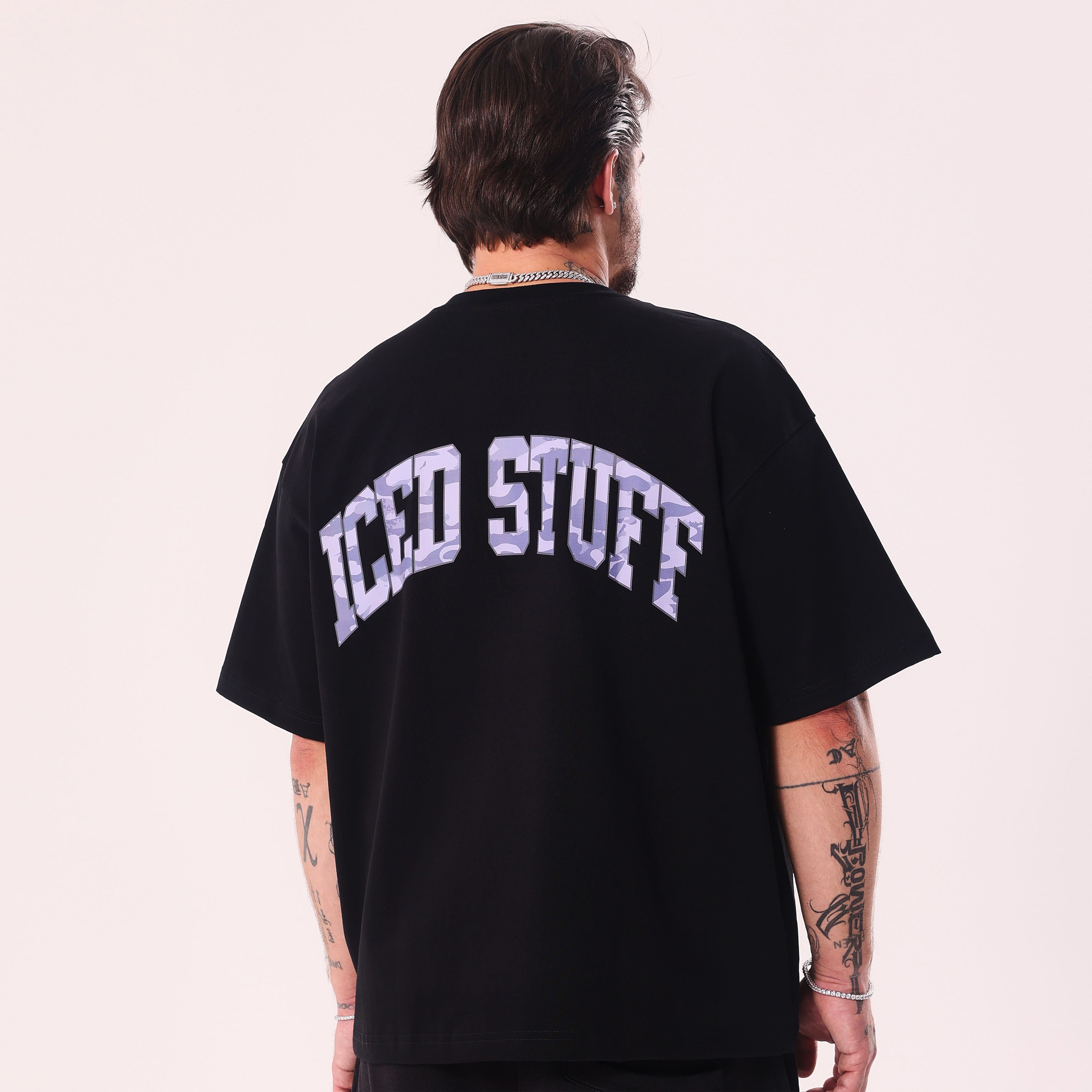 Koszulka ICED STUFF Camo Czarna Boxy Fit