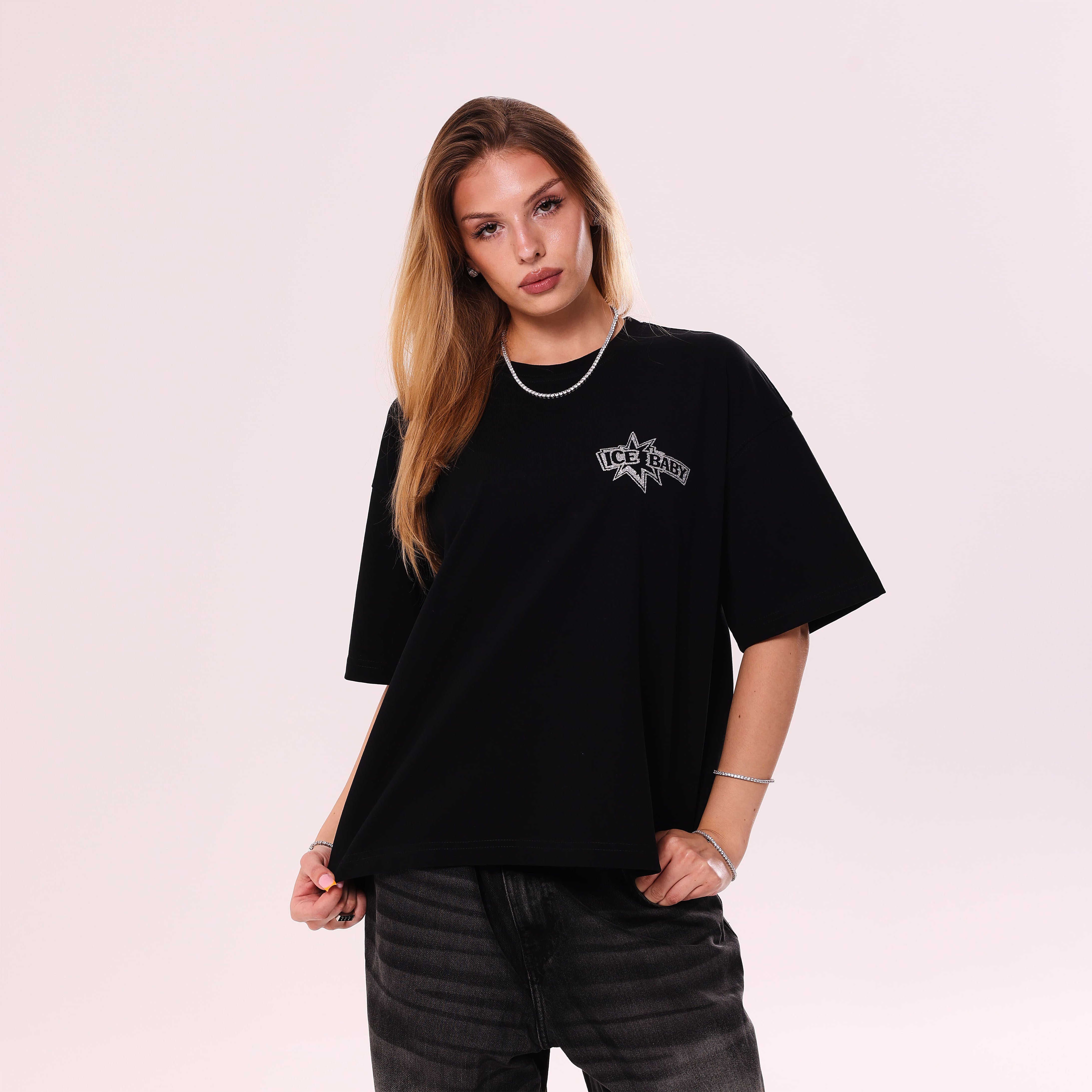 Koszulka ICE BABY Crystal Czarna Boxy Fit