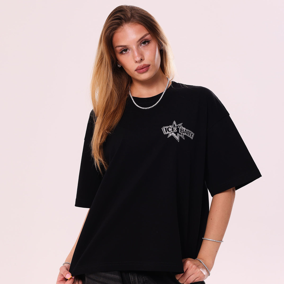 Koszulka ICE BABY Crystal Czarna Boxy Fit
