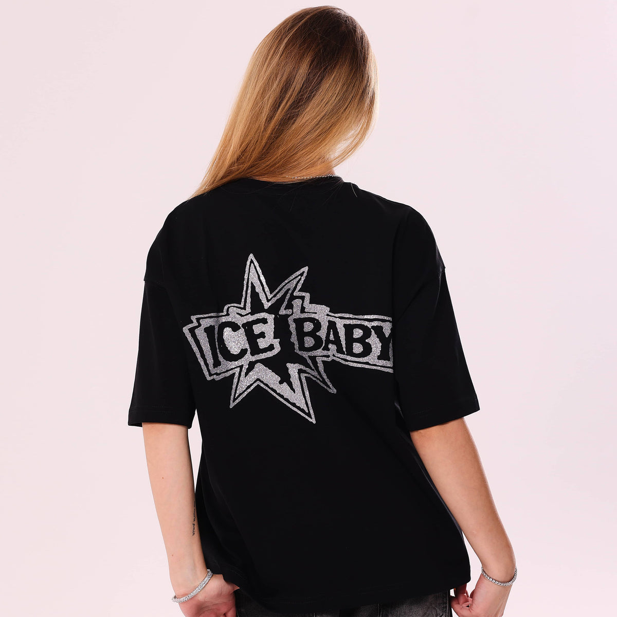 Koszulka ICE BABY Crystal Czarna Boxy Fit
