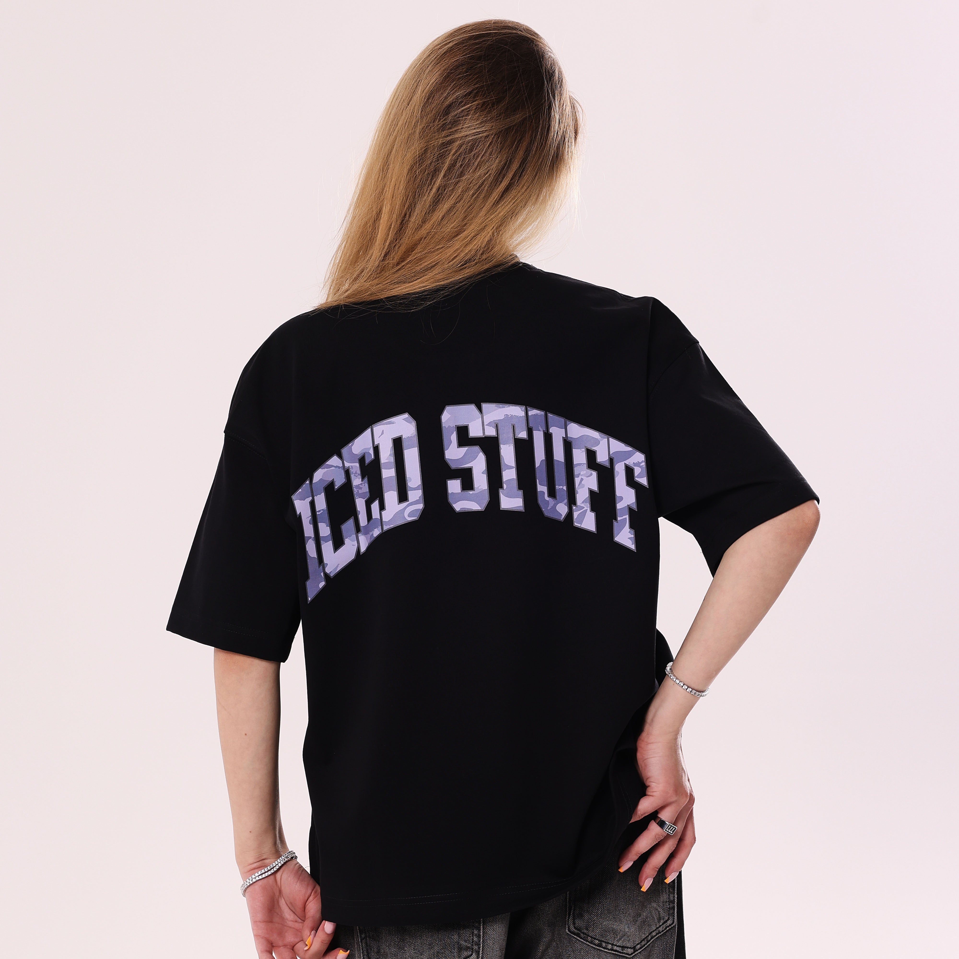 Koszulka ICED STUFF Camo Czarna Boxy Fit