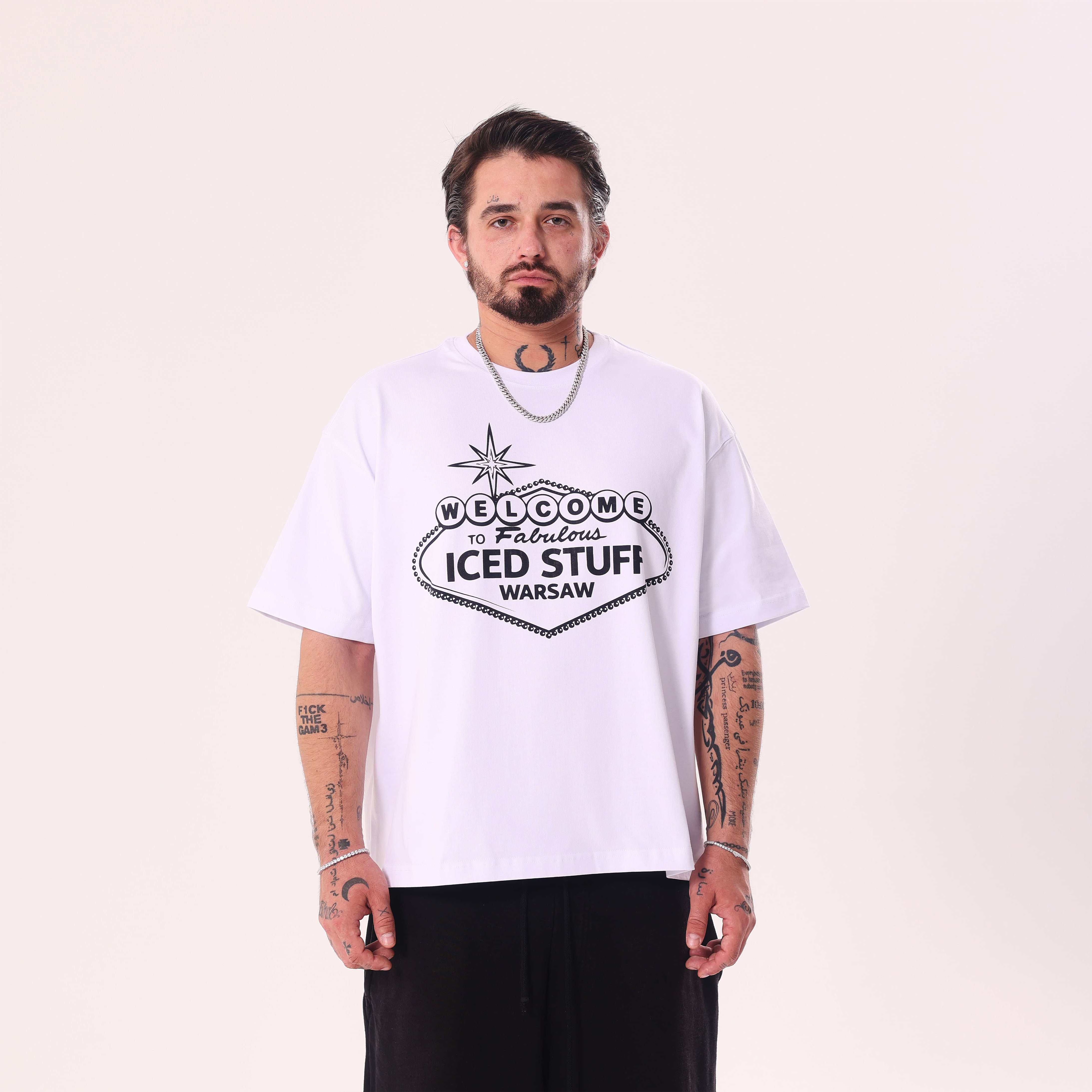 Koszulka Welcome to ICED STUFF Biała Boxy Fit