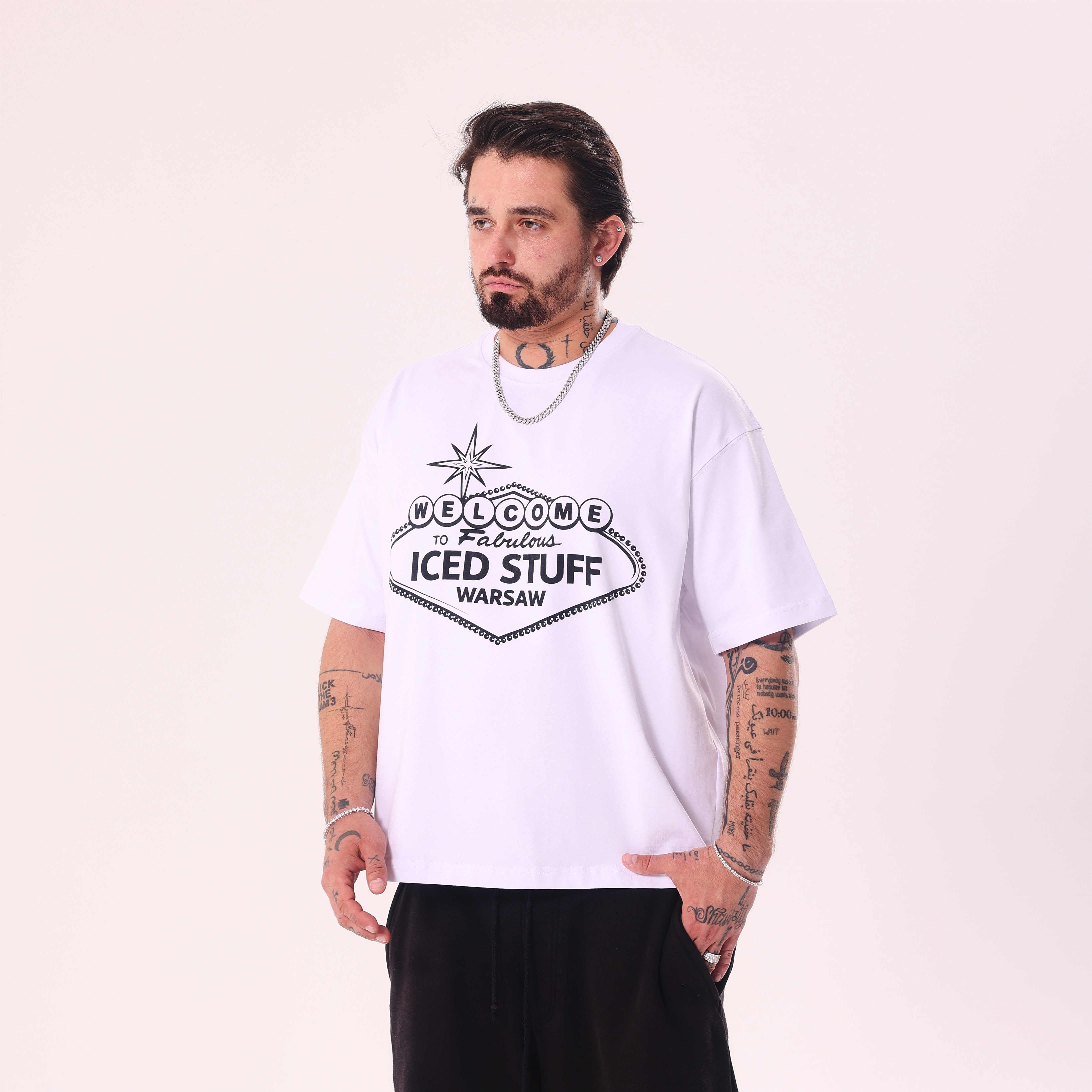 Koszulka Welcome to ICED STUFF Biała Boxy Fit