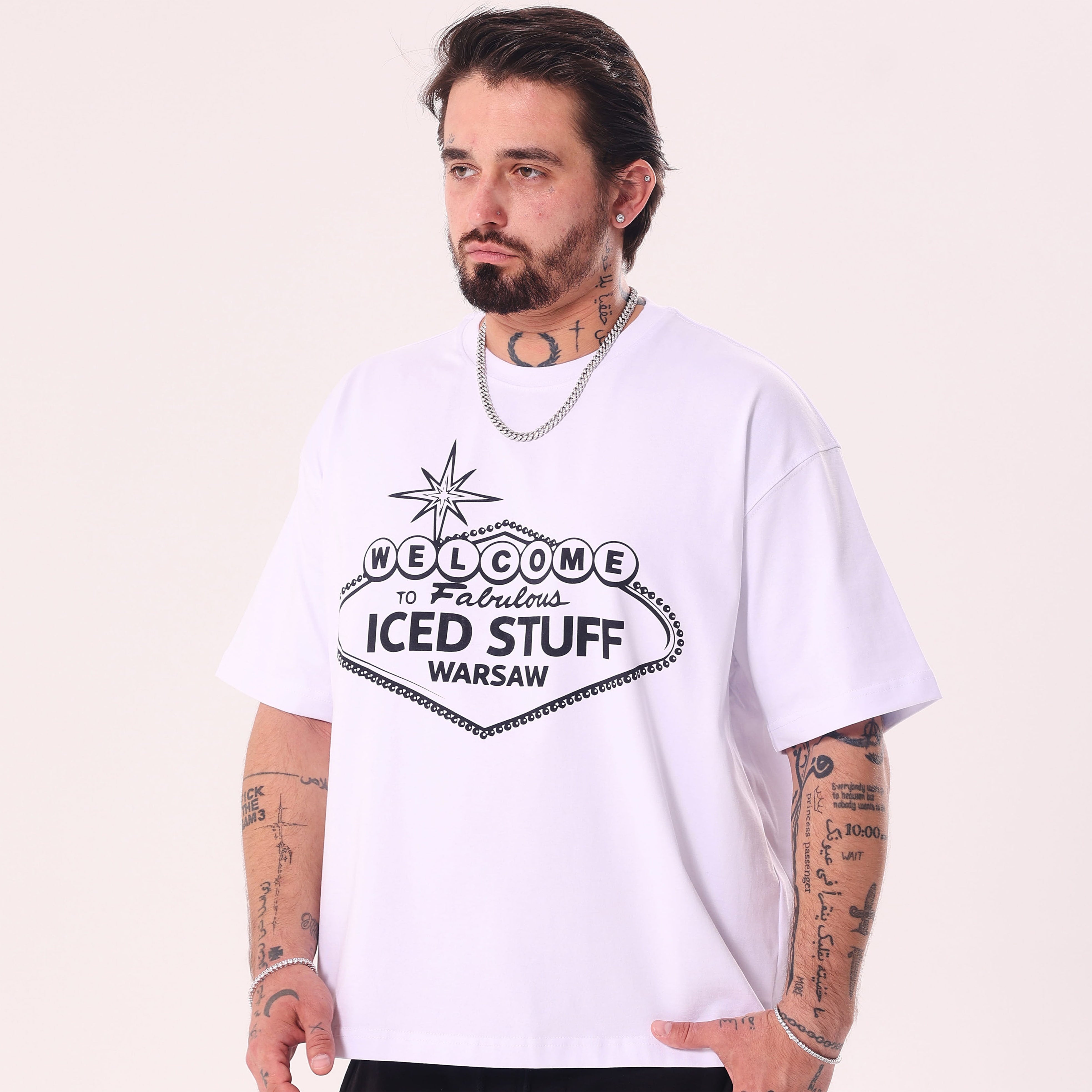 Koszulka Welcome to ICED STUFF Biała Boxy Fit