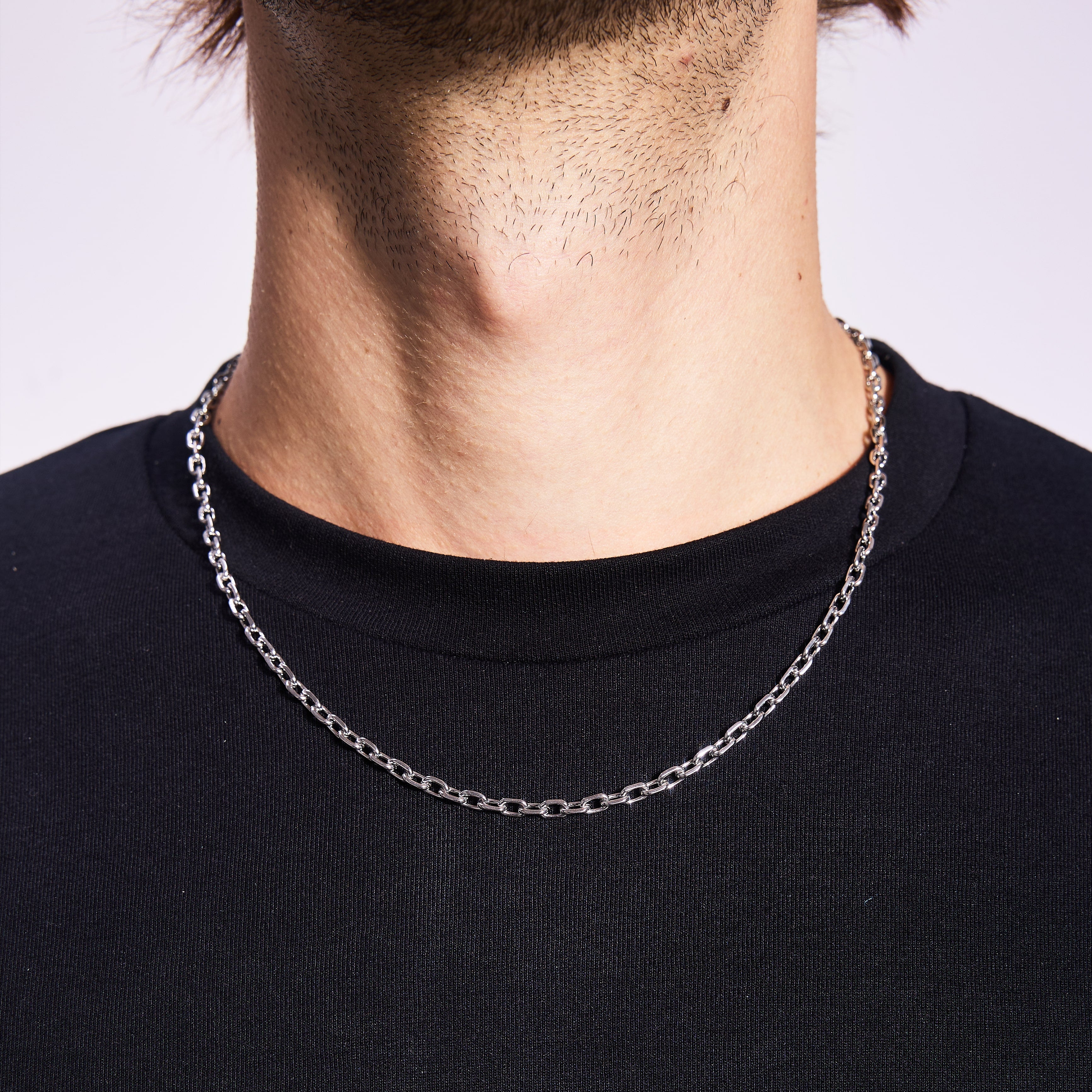 Łańcuch Ankier 4mm Białe Złoto