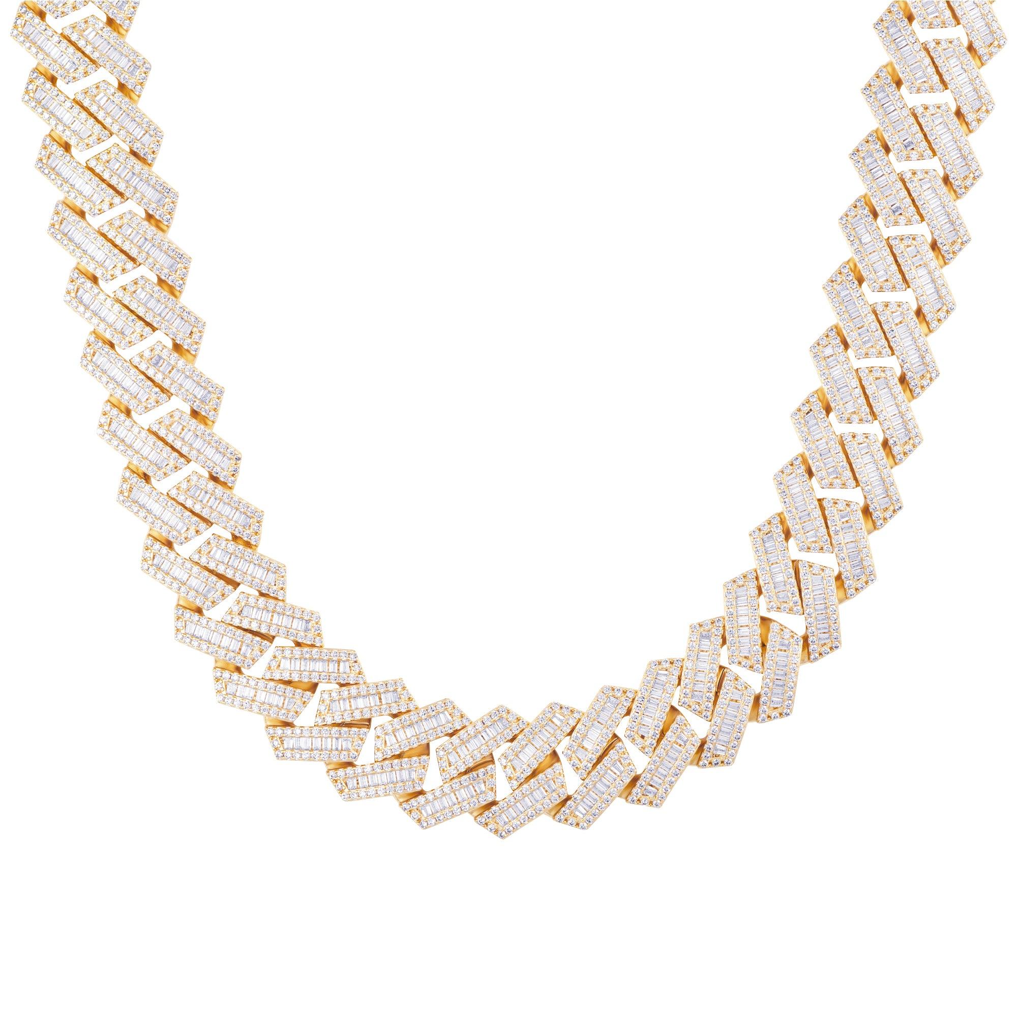 Baguette Prong Cuban Link 15mm Złoto - IcedStuff