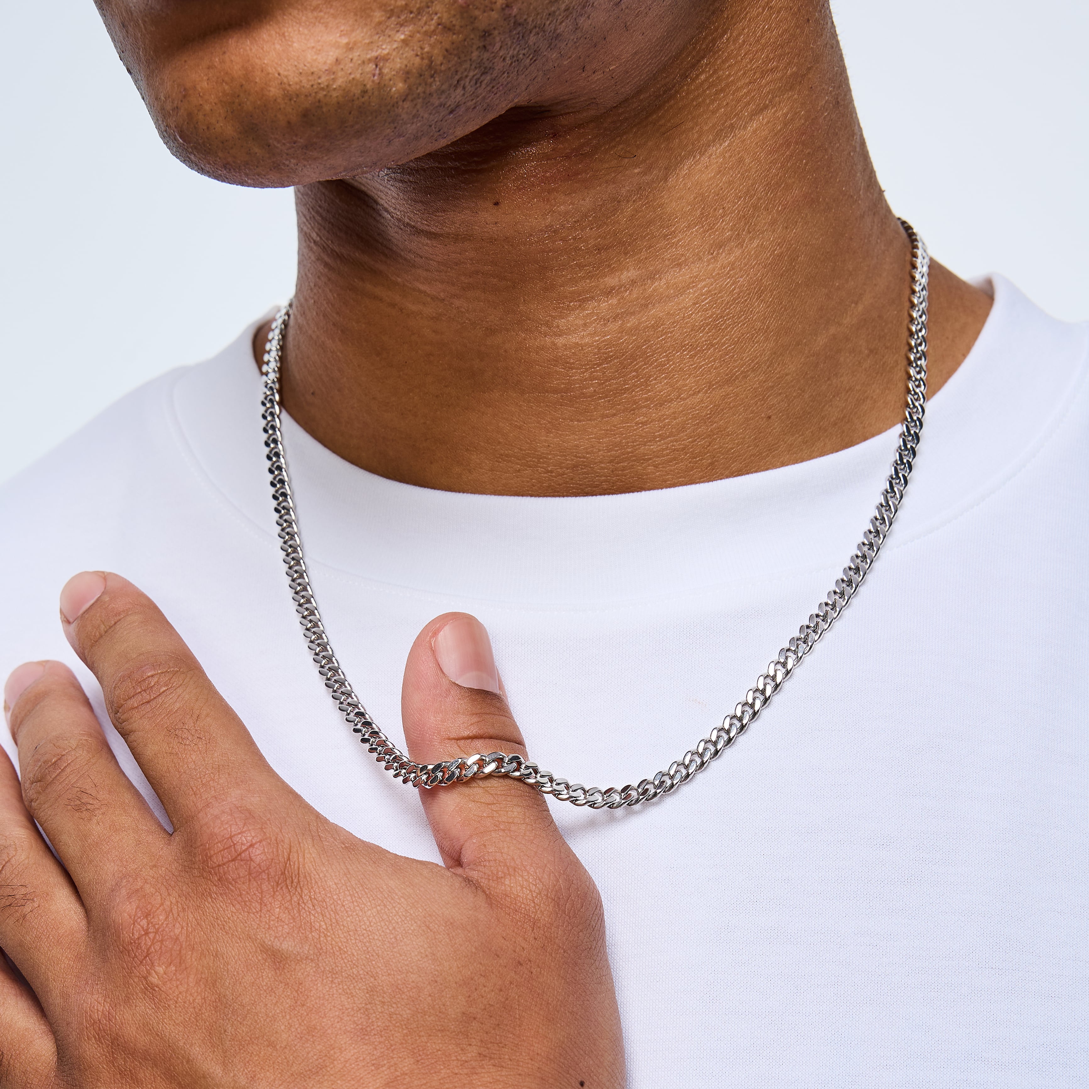 Łańcuch Curb Cuban Link 5mm Białe Złoto