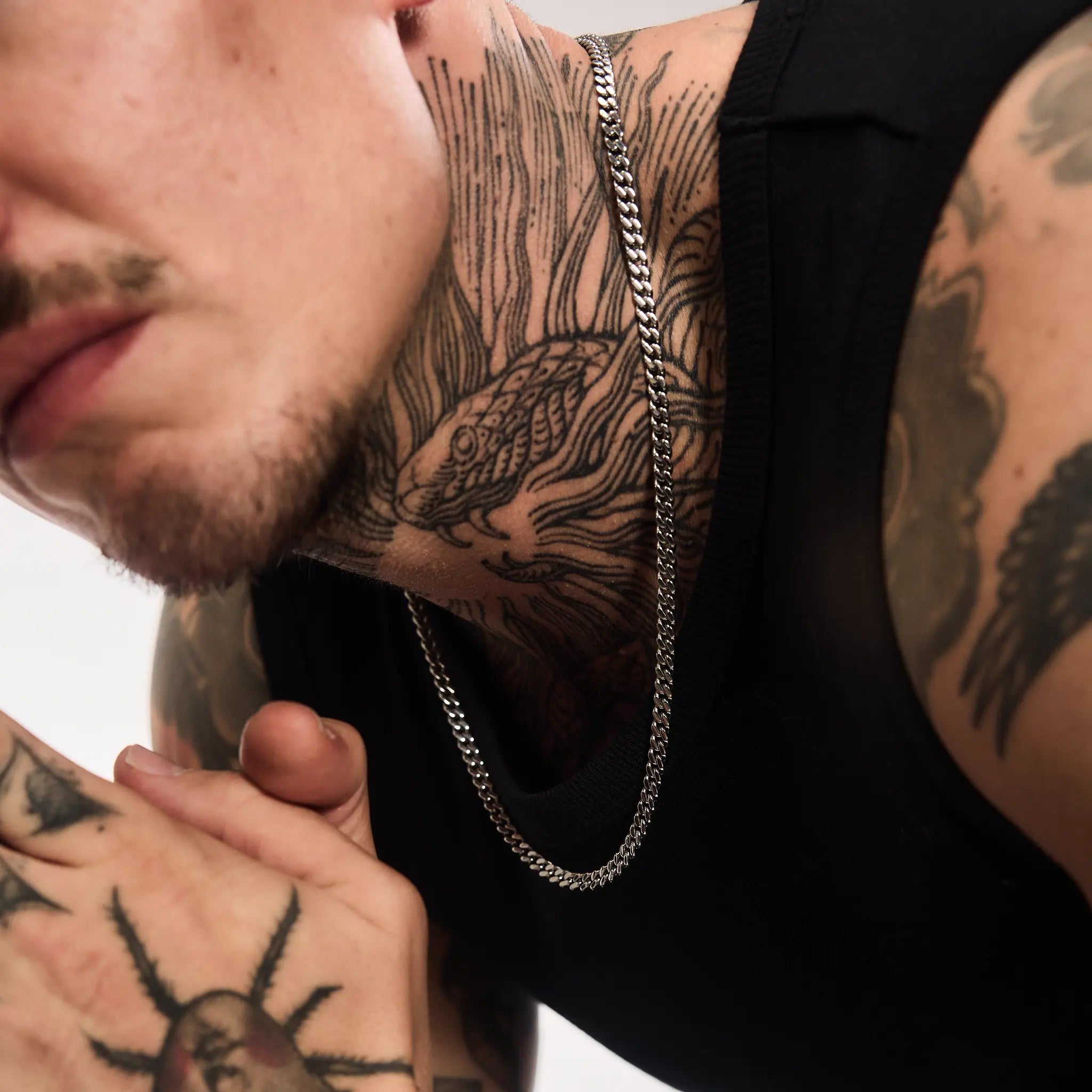 Łańcuch Curb Cuban Link 5mm Białe Złoto