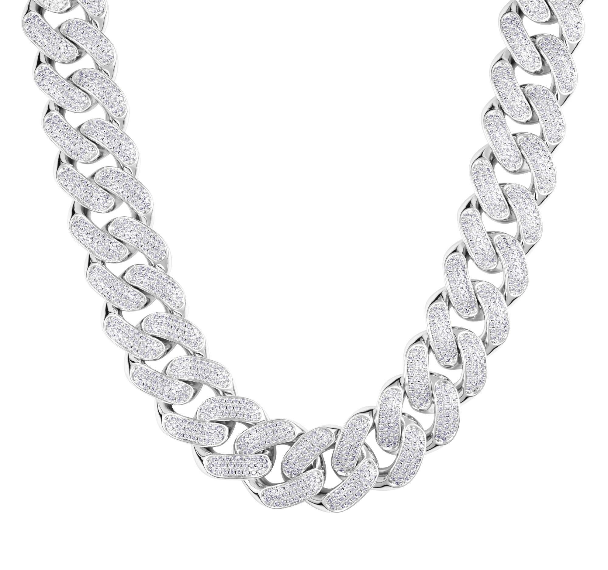 Łańcuch Diamond Cuban Link 18mm Białe Złoto