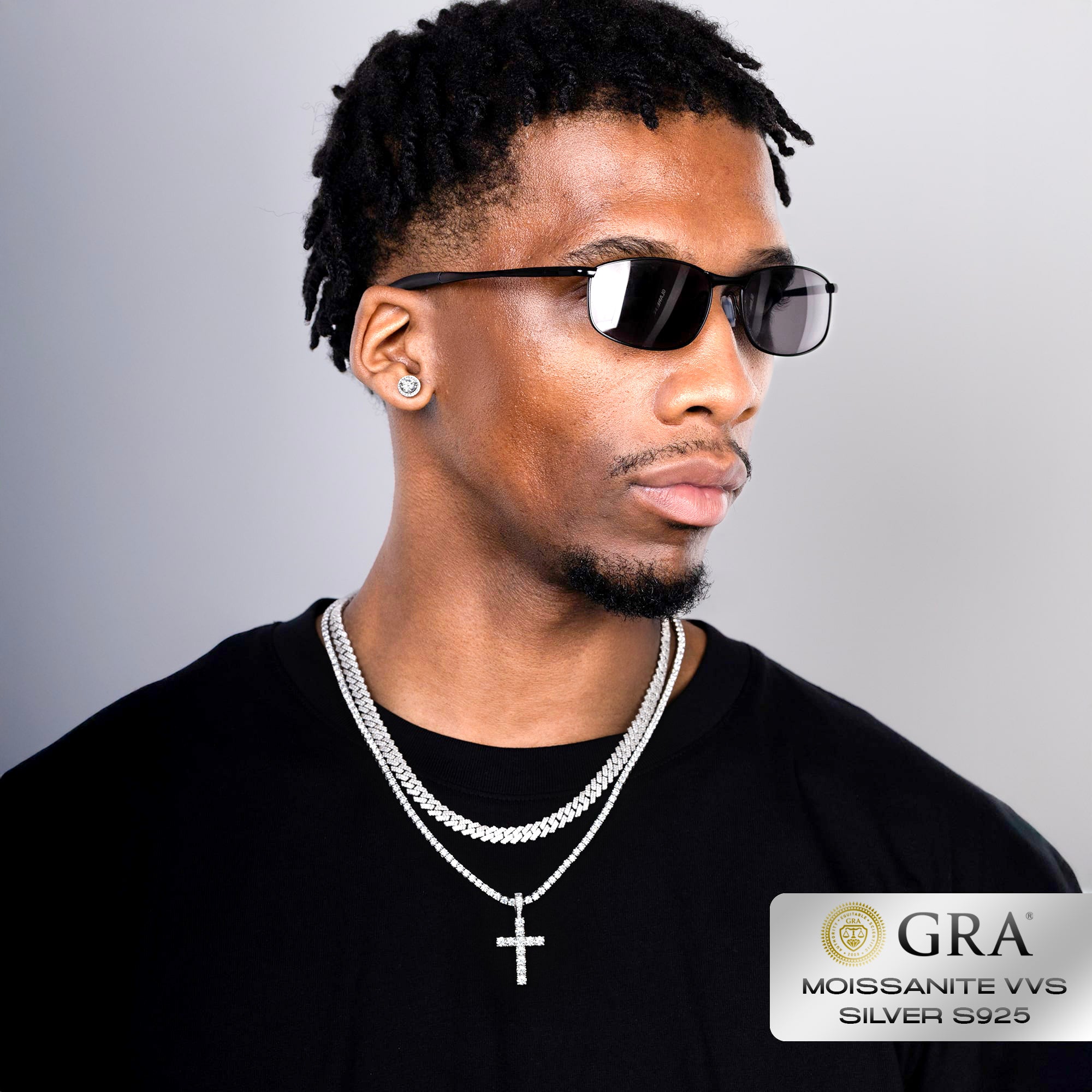 Łańcuch Tennis 3mm Moissanit VVS S925 Białe Złoto