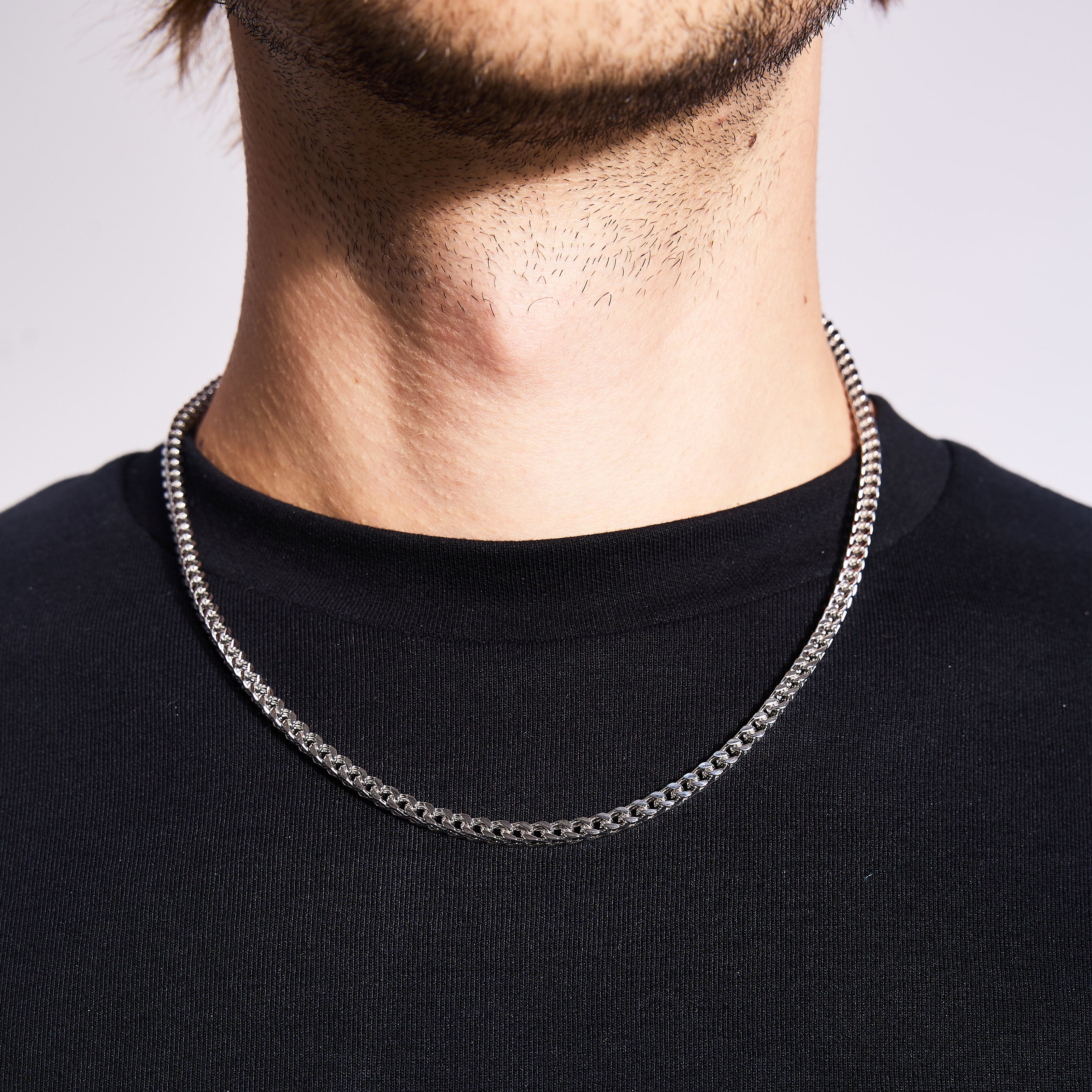 Łańcuch Franco 4mm Białe Złoto