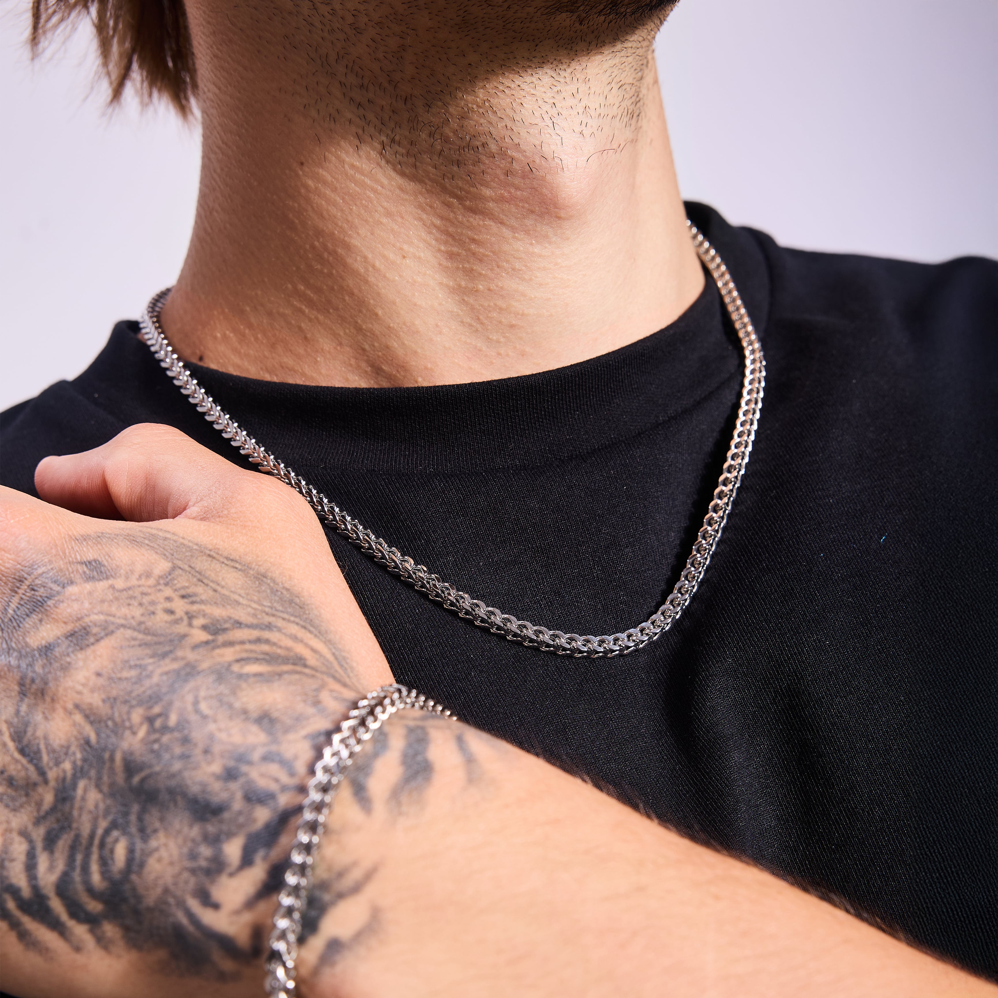 Łańcuch Franco 4mm Białe Złoto