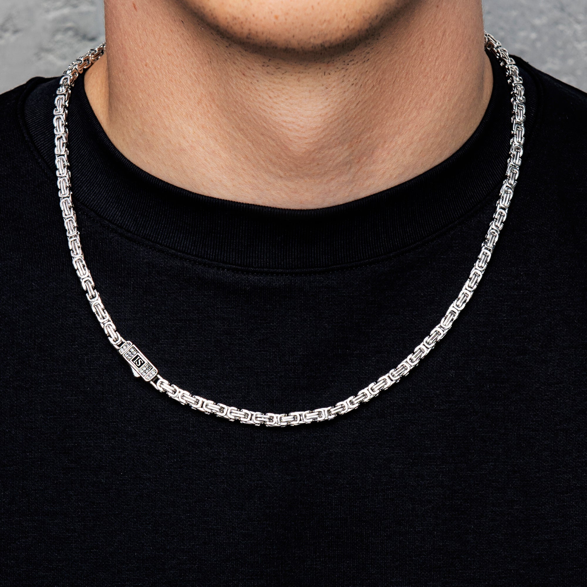 Łańcuch Królewski 4mm Diamond Clasp Białe Złoto