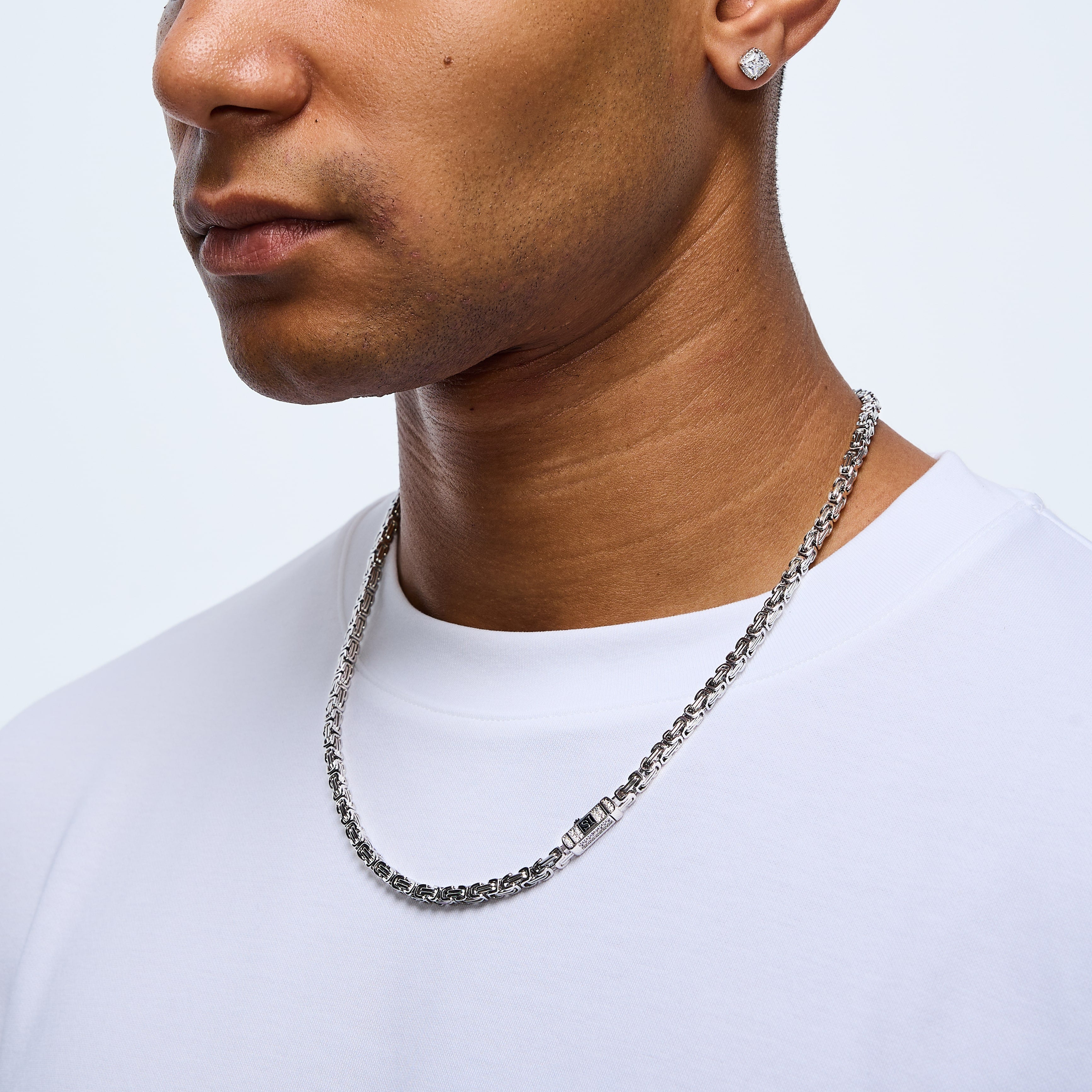 Łańcuch Królewski 4mm Diamond Clasp Białe Złoto