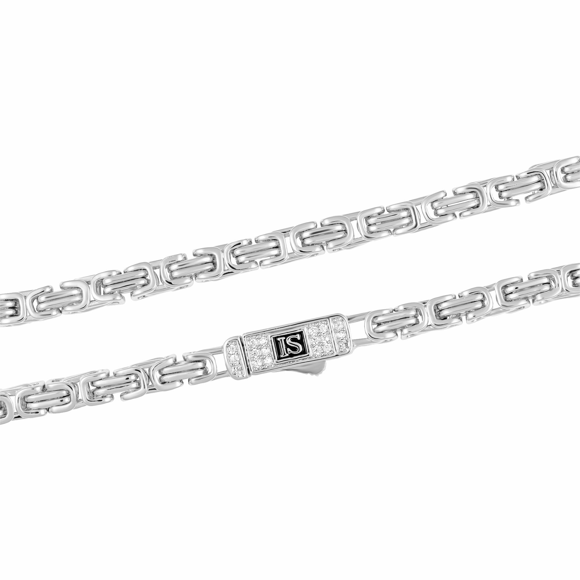 Łańcuch Królewski 4mm Diamond Clasp Białe Złoto