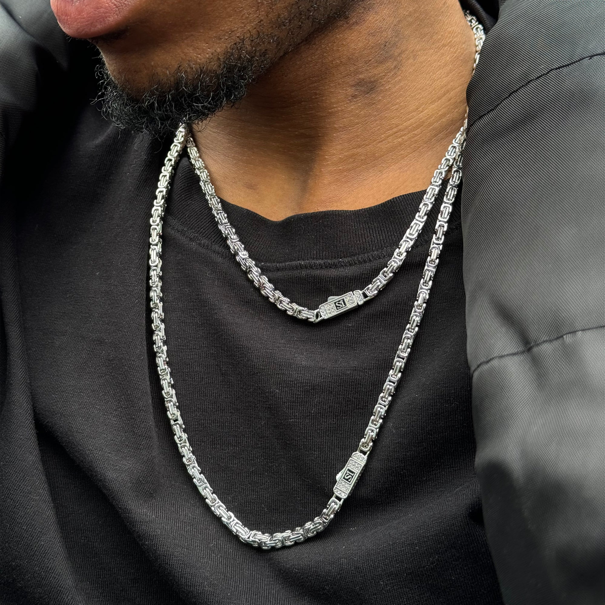 Łańcuch Królewski 4mm Diamond Clasp Białe Złoto