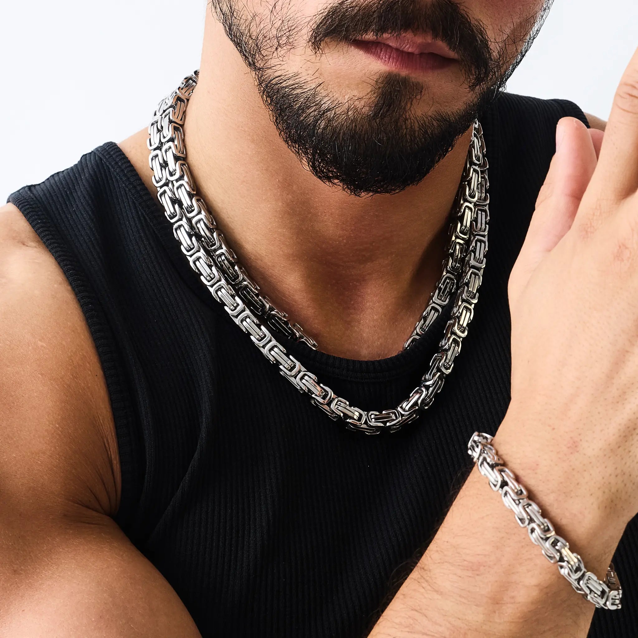 Łańcuch Królewski 8mm Białe Złoto