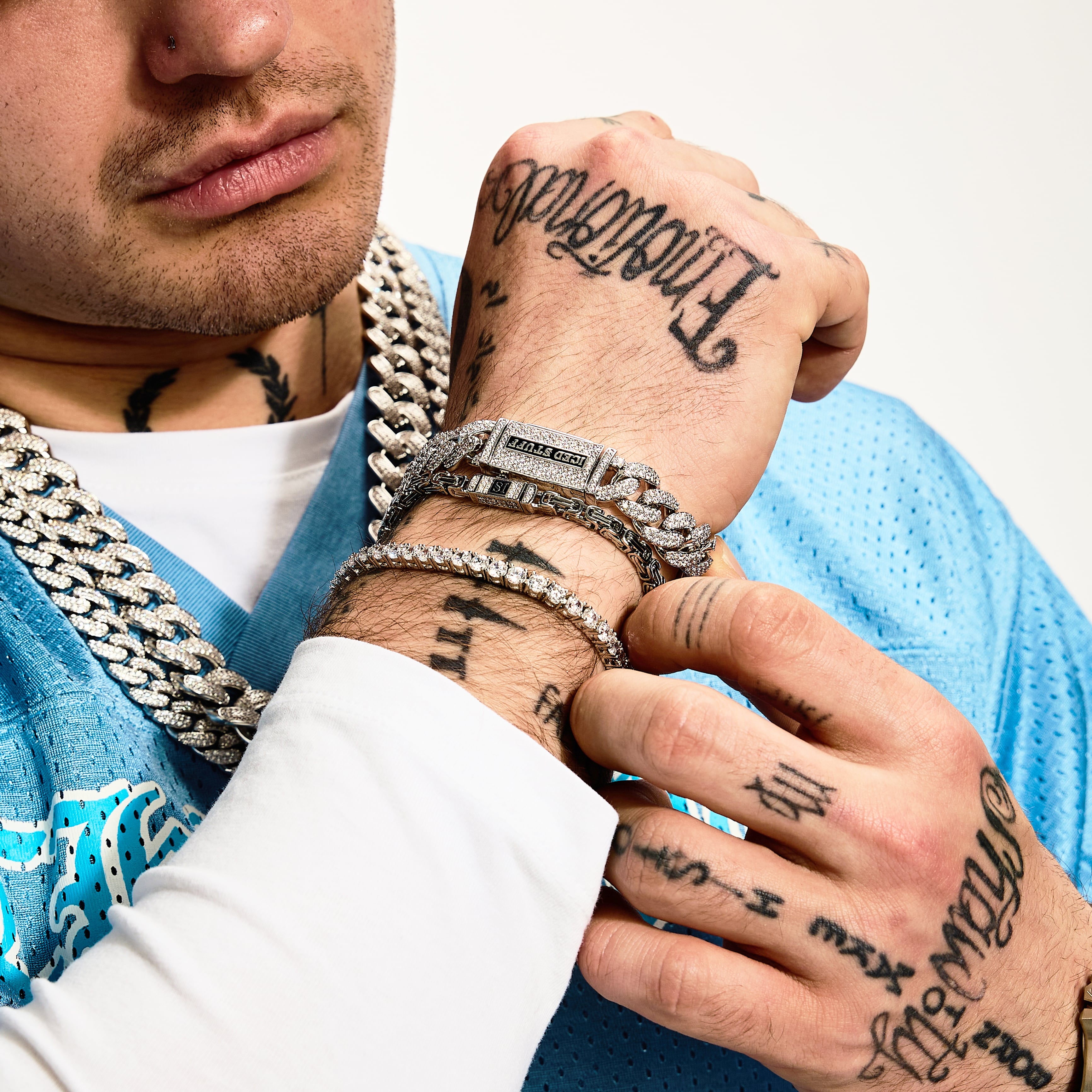 Bransoletka Premium Diamond Cuban Link 12mm Białe Złoto