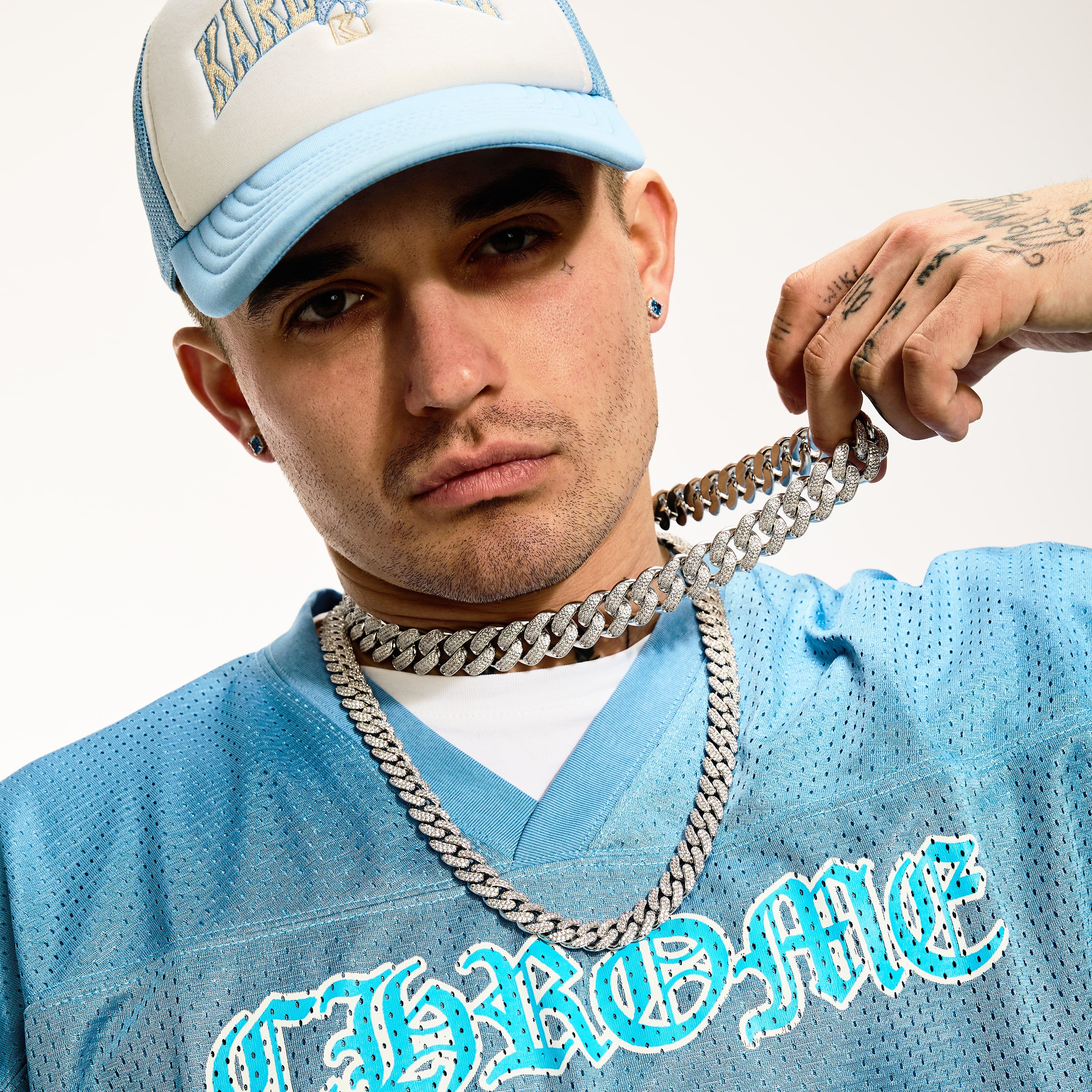 Łańcuch Diamond Cuban Link 18mm Białe Złoto