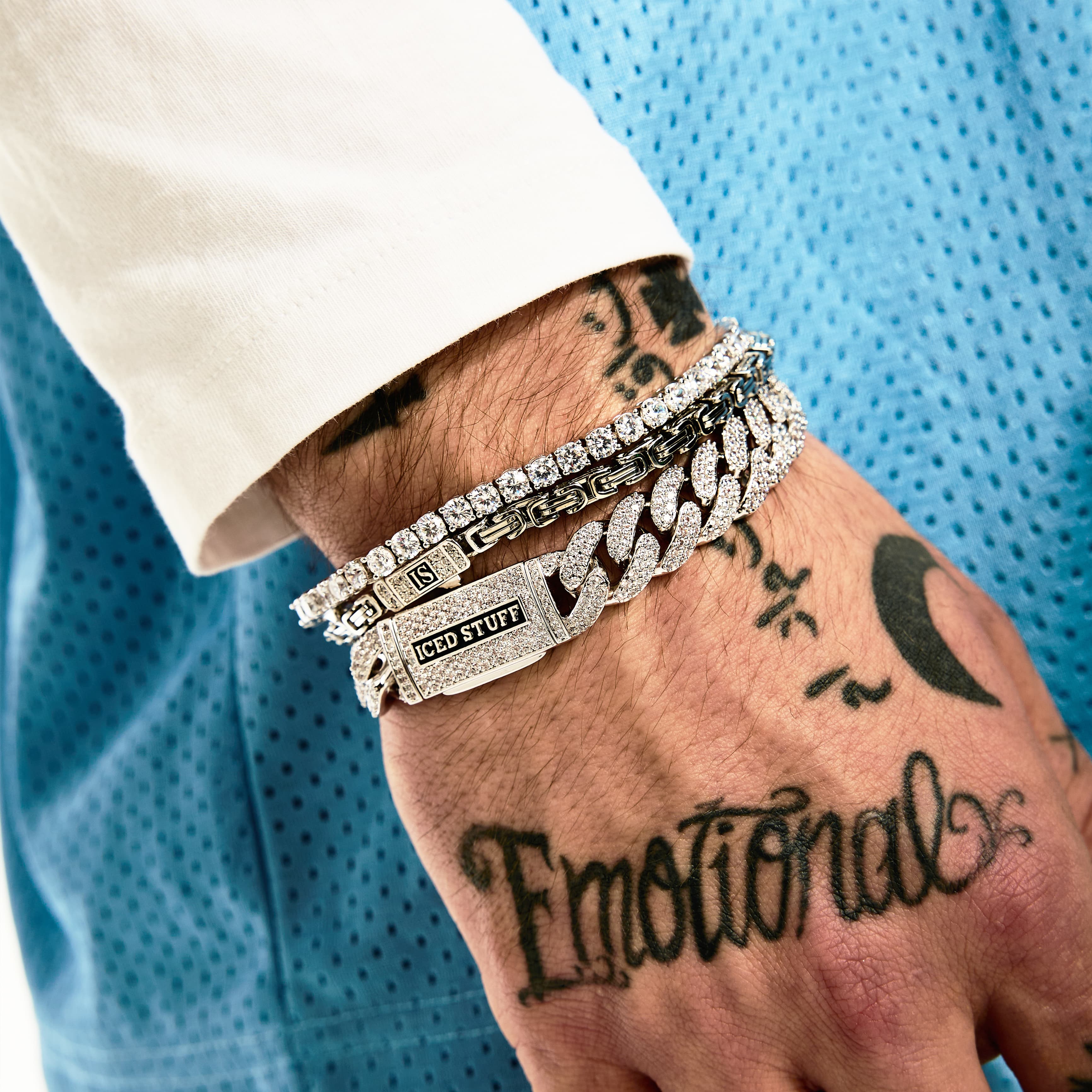 Bransoletka Premium Diamond Cuban Link 12mm Białe Złoto