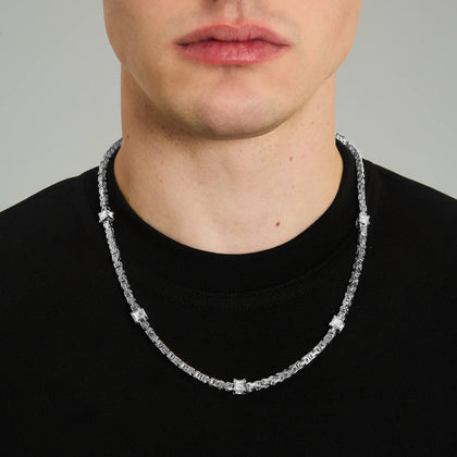 Łańcuch Królewski Diamond Cube 4mm Białe Złoto