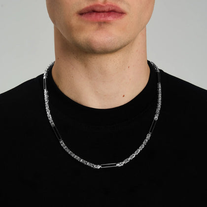 Łańcuch Królewski Onyx 4mm Białe Złoto