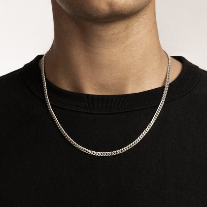 Łańcuch Miami Cuban Link 4mm Raw Białe Złoto