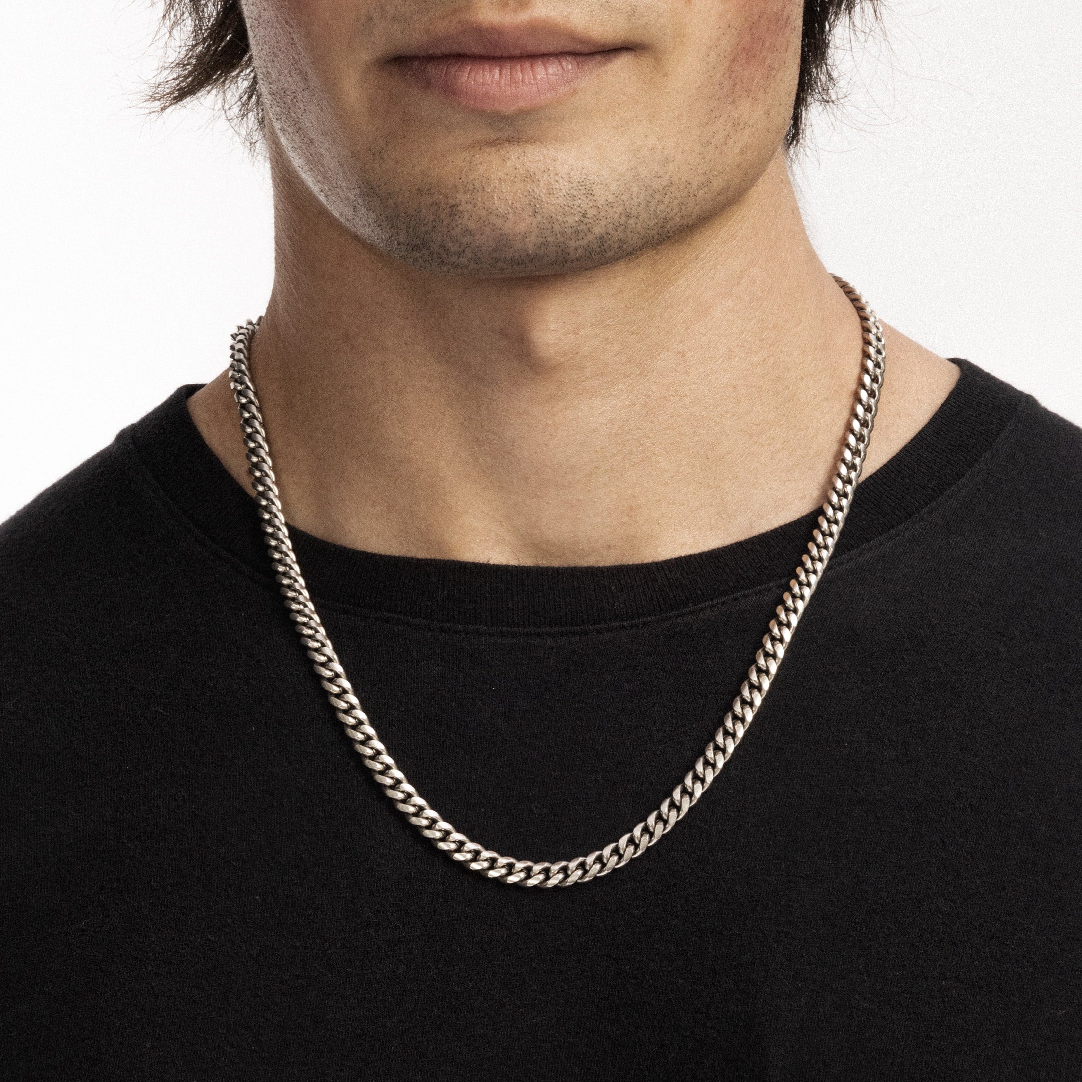 Łańcuch Miami Cuban Link 6mm Raw Białe Złoto