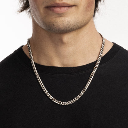 Łańcuch Miami Cuban Link 6mm Raw Białe Złoto