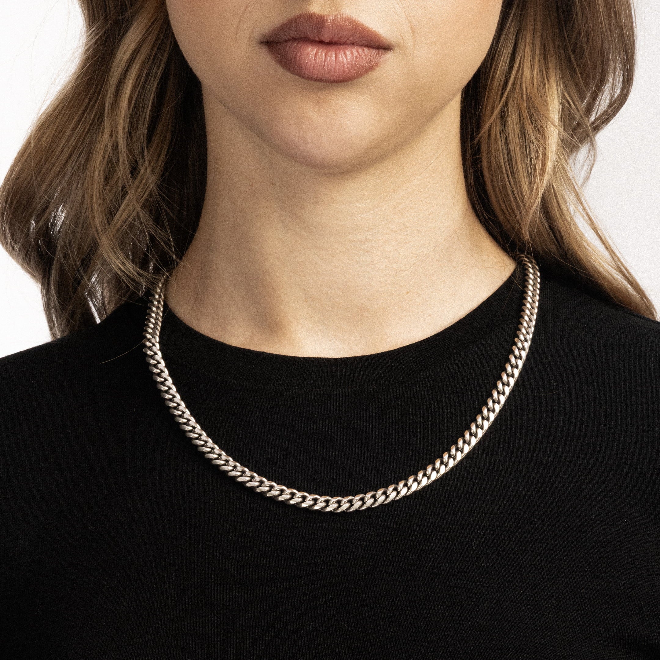 Łańcuch Miami Cuban Link 6mm Raw Białe Złoto