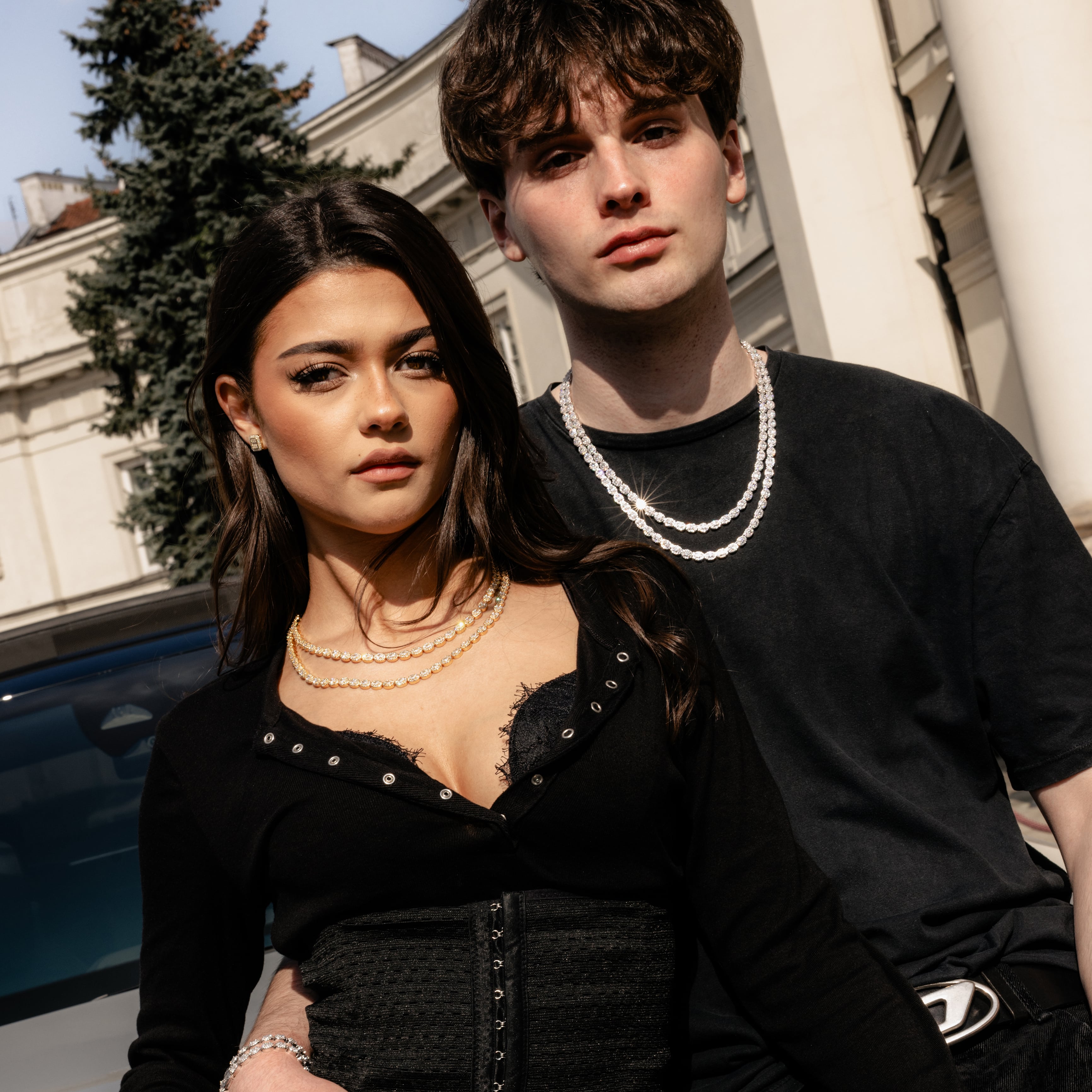 Łańcuch Oval Clustered Tennis 6mm Złoto