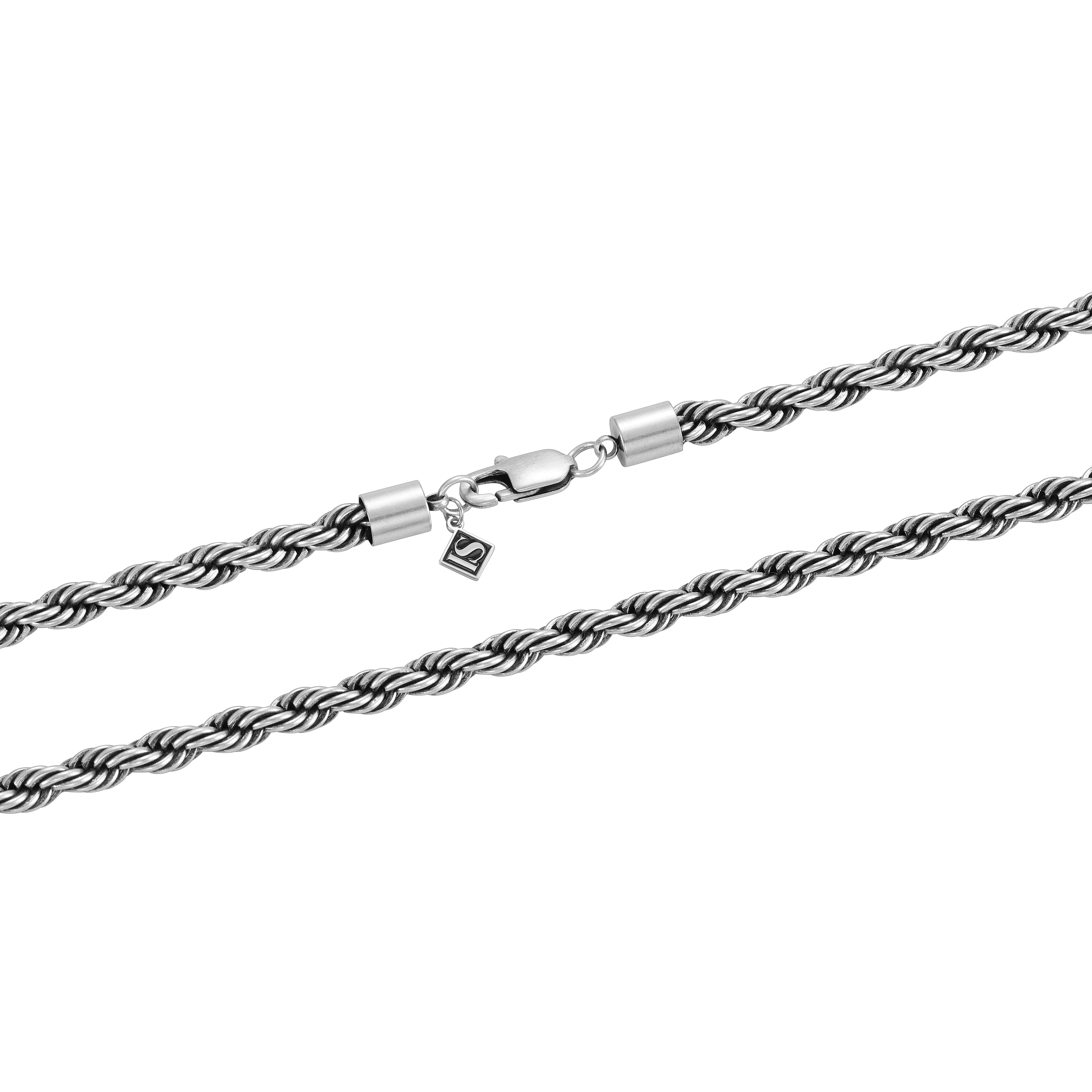 Łańcuch Rope 6mm Raw Białe Złoto
